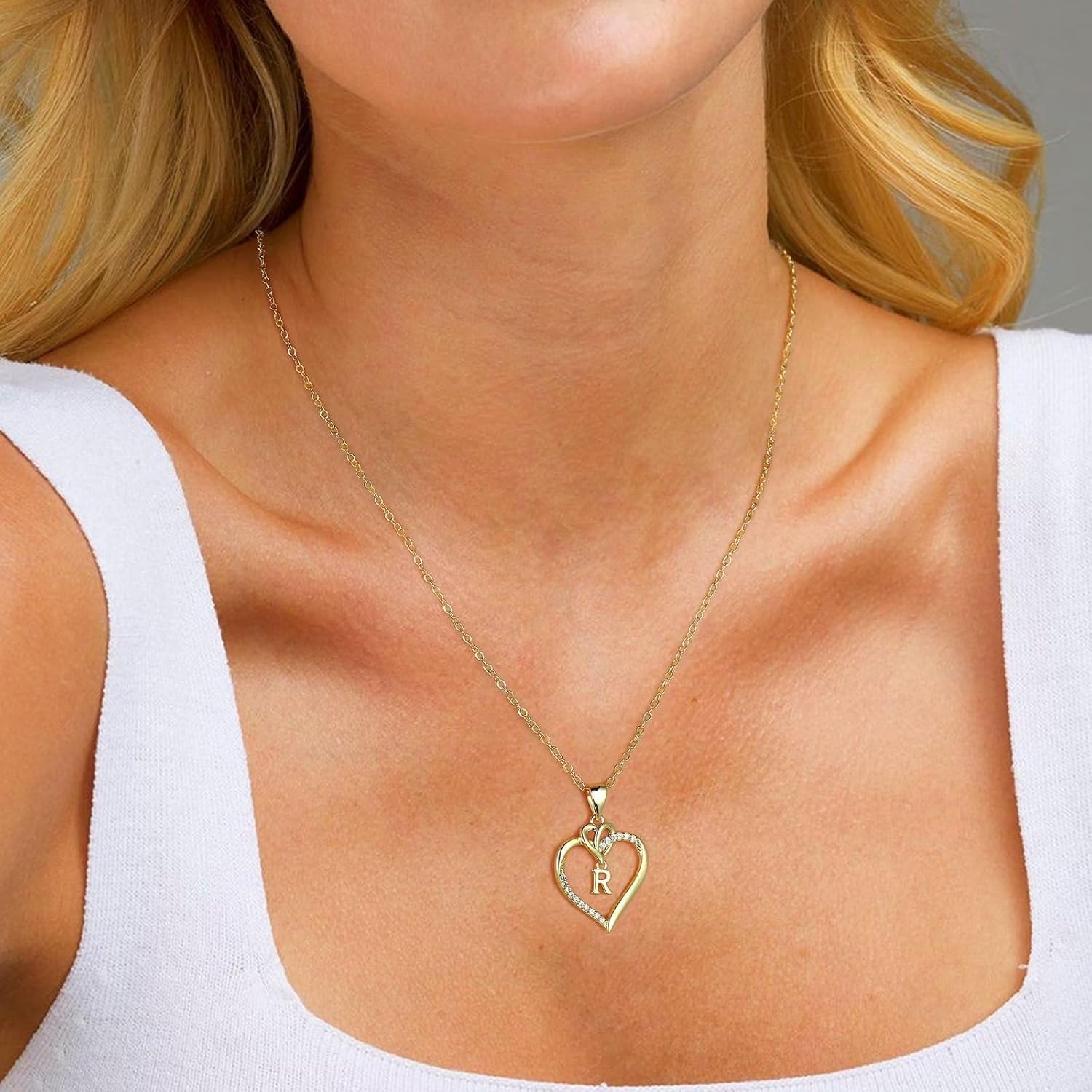 STORUP Easter Basket Stuffers - Easter Gifts for Women Teen Girls, Heart Initial Necklaces for Women Girls, 14K-Gold-Plated Initial A-Z Heart Necklaces for Teen Girl Jewelry Gifts for Her Mom Wife - Image 4