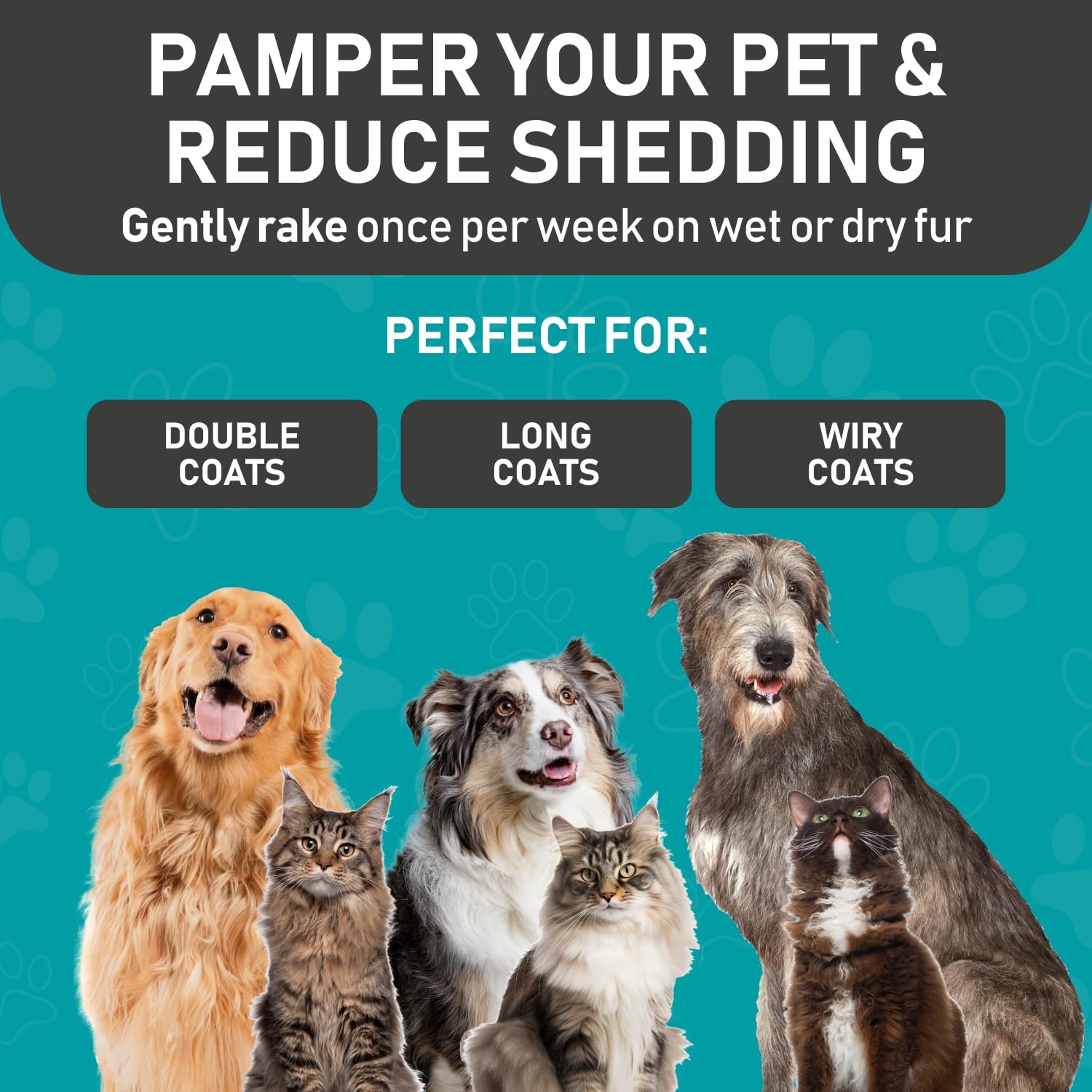 Maxpower Planet Original Pet Grooming Rake - Double-Sided Deshedding Dematting Tool, Undercoat Rake for Dogs & Cats, Extra-Wide Dog Grooming Brush & Deshedder Comb for Long Hair, Reduces Shedding 95% - Image 6