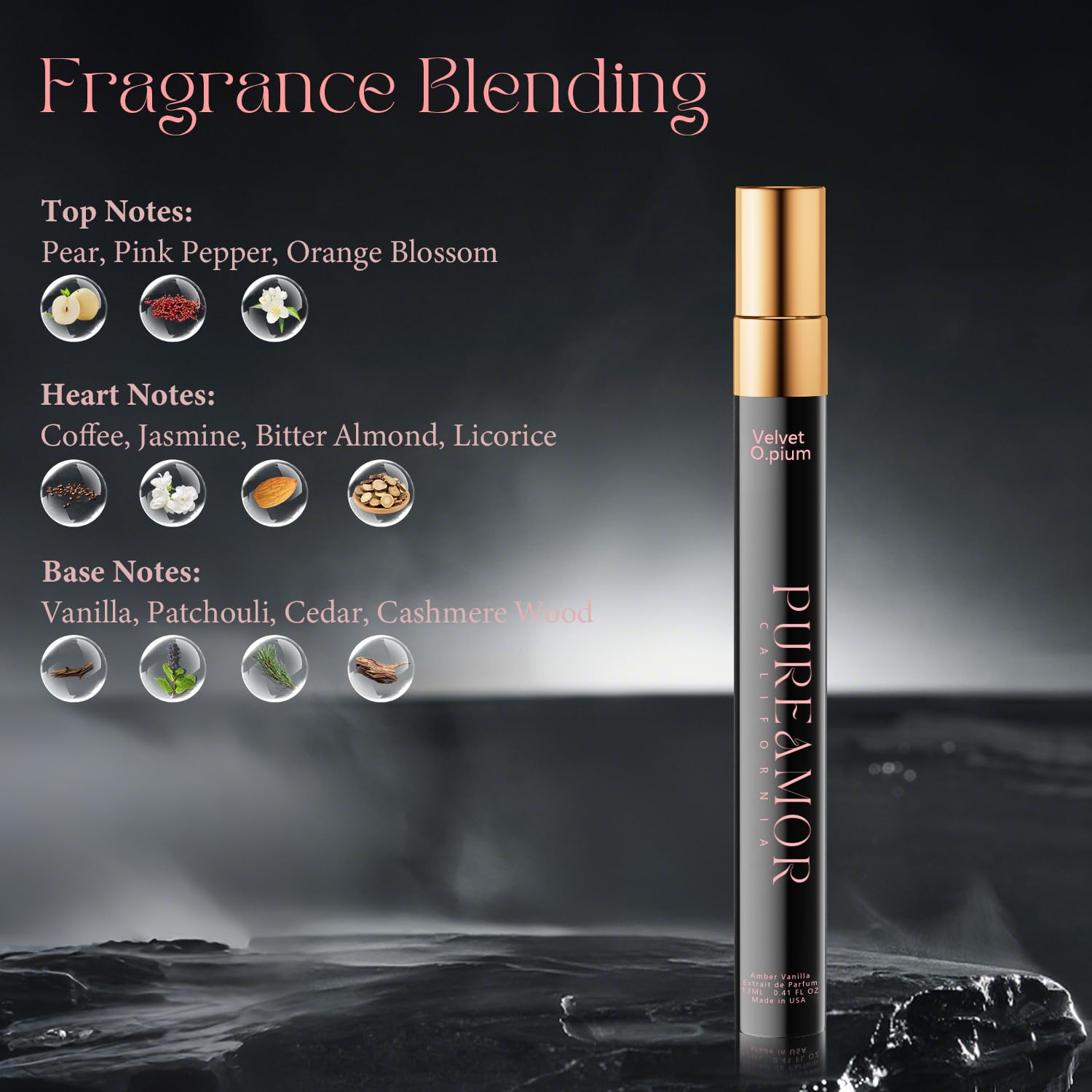 PUREAMOR Pheromones Perfumes for Women, Amber Vanilla Perfume, Long Lasting Eau De Parfum, Premium Sent Blend Cologne for Men & Women, 0.41 fl.oz Travel Size Perfumes Spray - Image 2
