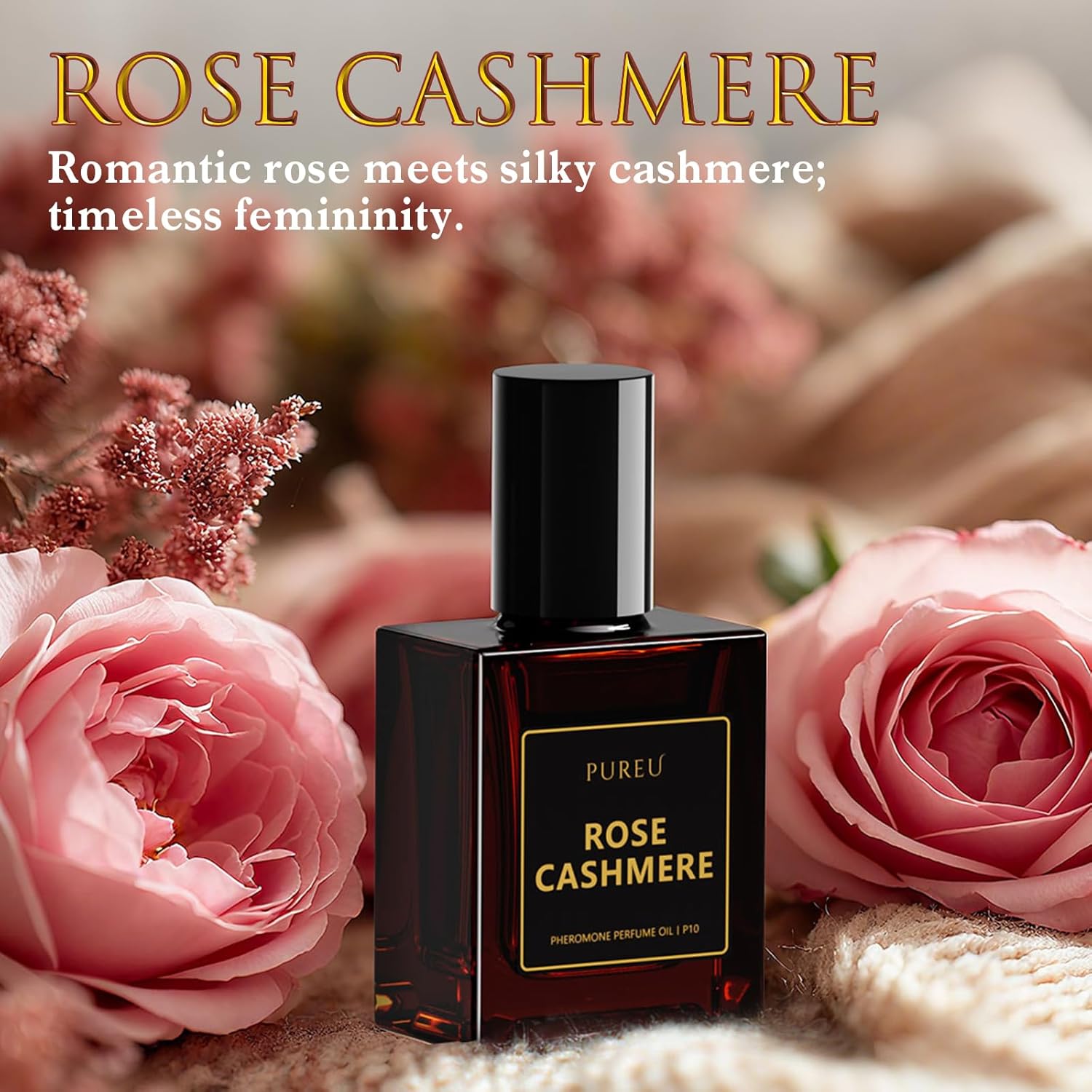 PUREU Pheromones Perfumes for Women, Rose Cashmere Vanilla Perfume Long Lasting Pheromone Perfume 0.34FL OZ/10ML Roll On Travel Size Essential Oil Fragrance Eau De Parfum, Made in USA - Image 4