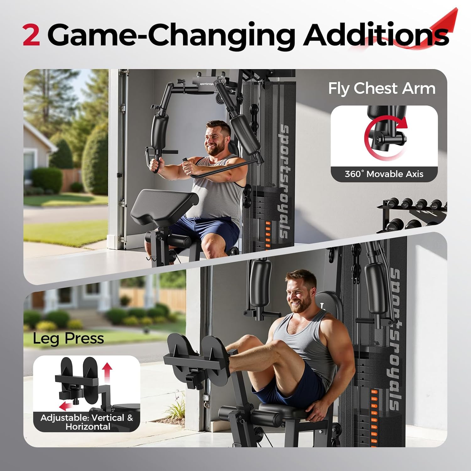 Sportsroyals Home Gym, Multifuntional Workout Station with 150LBS Weight Stack, Full Body Workout Equipment for Home Exercise Fitness - Image 4