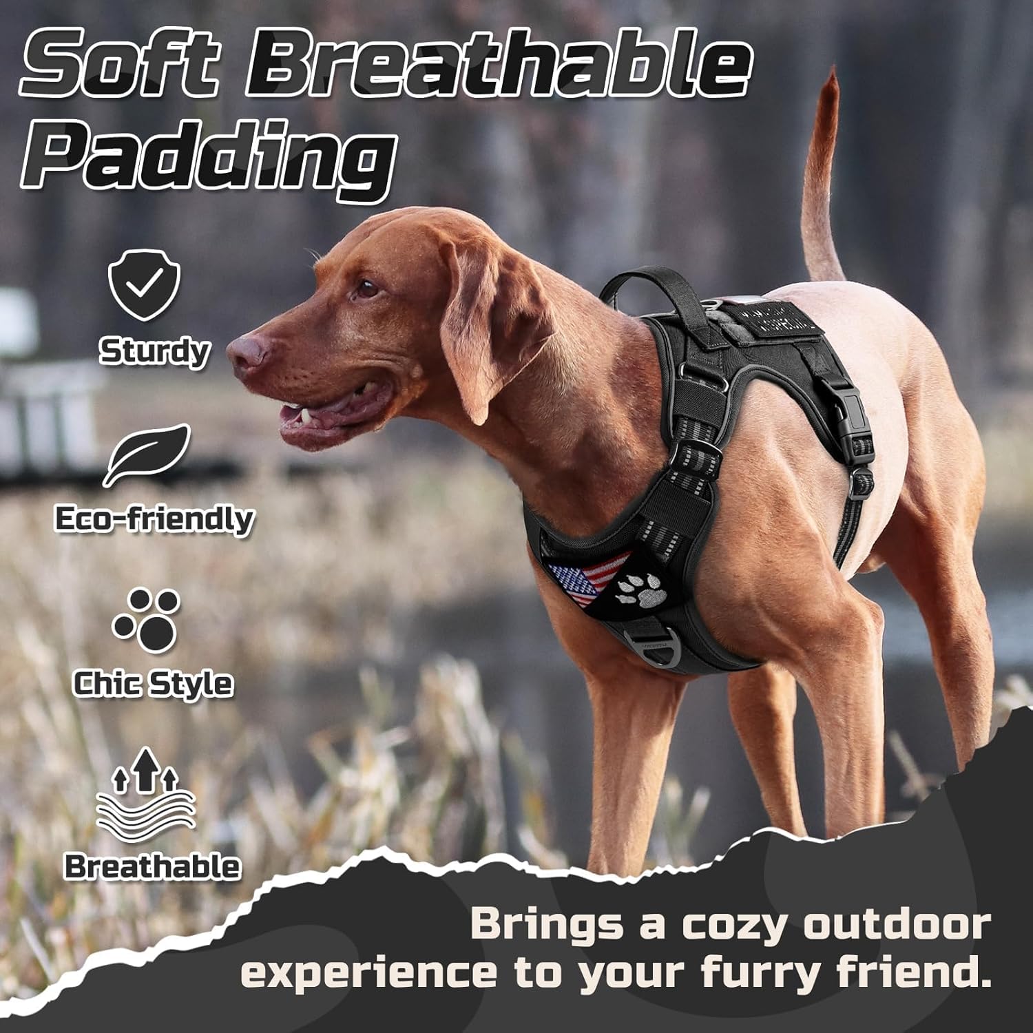 rabbitgoo Tactical Dog Harness for Large Dogs, No Pull Military Service Vest with Handle & Molle, Easy Control for Training Walking, Adjustable Reflective Straps, Black, L - Image 6