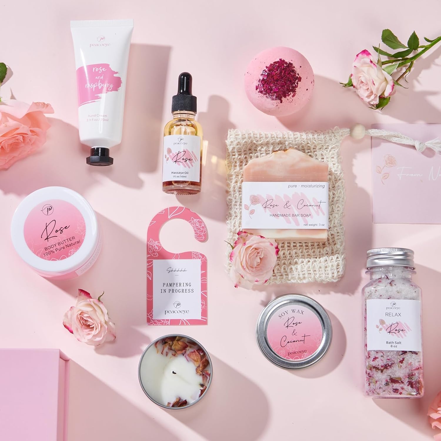 Spa Gifts for Women Valentines Day Bath Baskets Relaxing Spa Self Care Gift for Mom Her Sister Wife Auntie Home Bath Care Package Thank You Birthday for Women Friendship Ideas - Image 3