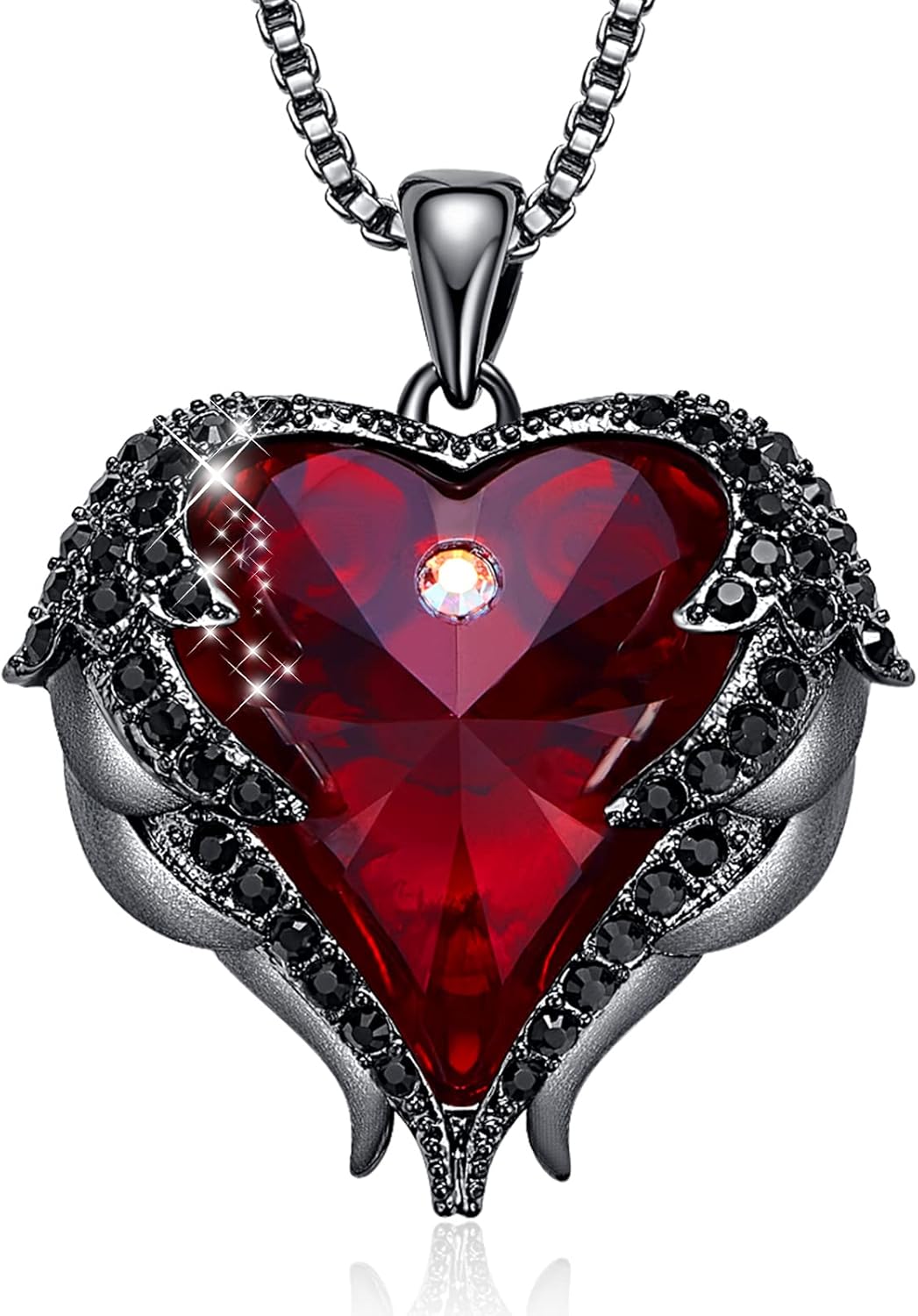 CDE Valentines Day Gifts for Women Angel Wings Necklace for Women with Birthstone, Love Heart Silver Tone/Gold Tone Pendant, Ideal Anniversary or Birthday Jewelry Gifts for Wife Girlfriend Her