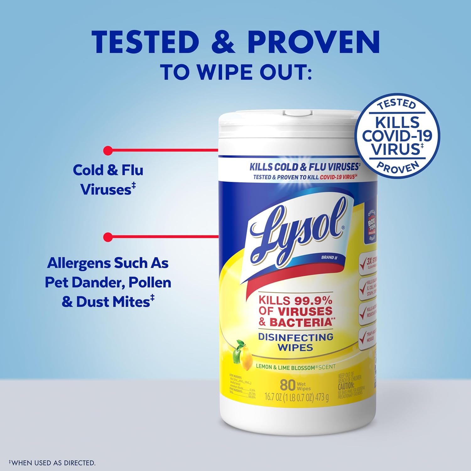 Lysol Disinfectant Wipes Bundle, Dorm Room Essentials, Multi-Surface Cleaning Wipes, For Disinfecting & Cleaning, Lemon & Lime Blossom, Crisp Linen, Mango & Hibiscus, 3x80 ct - Image 4
