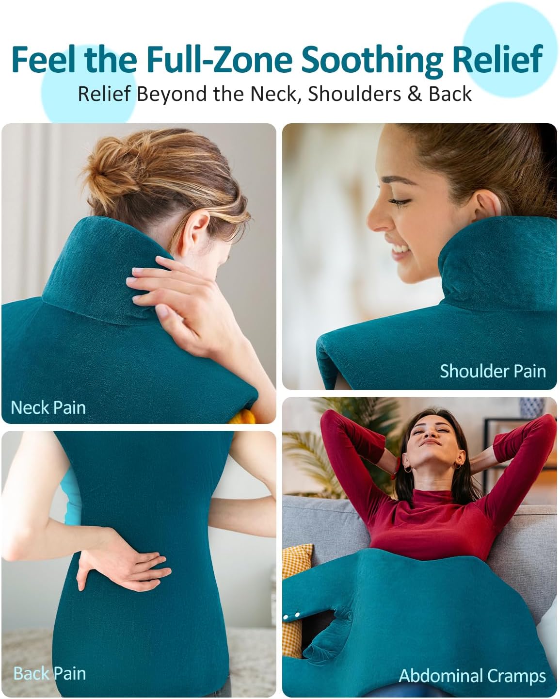 Heating Pad for Back, Extra Large Heat Pad for Full Body Relax, Electric Heated Wrap for Neck and Shoulders and Period Cramps, Anniversary & Birthday Gifts for Women Mom Grandma Sister Wife Her - Image 3