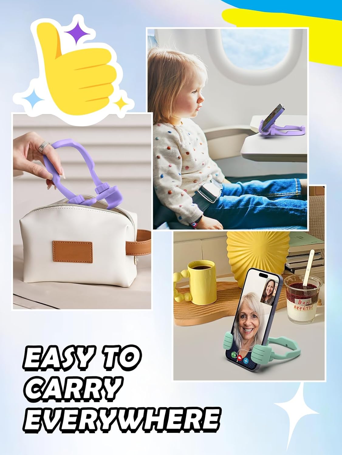 Easter Basket Stuffers for Teens Girls Kids Gifts Cell Phone Stand: UPGRADE Adjustable Thumbs Up Lazy Phone Holder for Desk Fun Gadgets Teenager Boys Women Adults Essentials Easter Gifts Trendy Stuff - Image 7