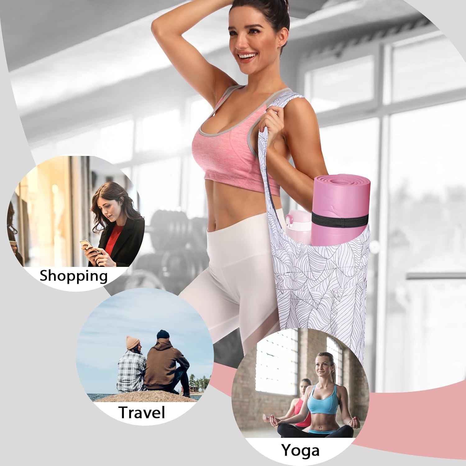IwIeIaIrI Yoga Mat Bag for Women with Large Size Pocket and Zipper Pocket,Yoga Gifts Accessories with Adjustable Shoulder Strap- Fits Most Workout Stuff - Image 6