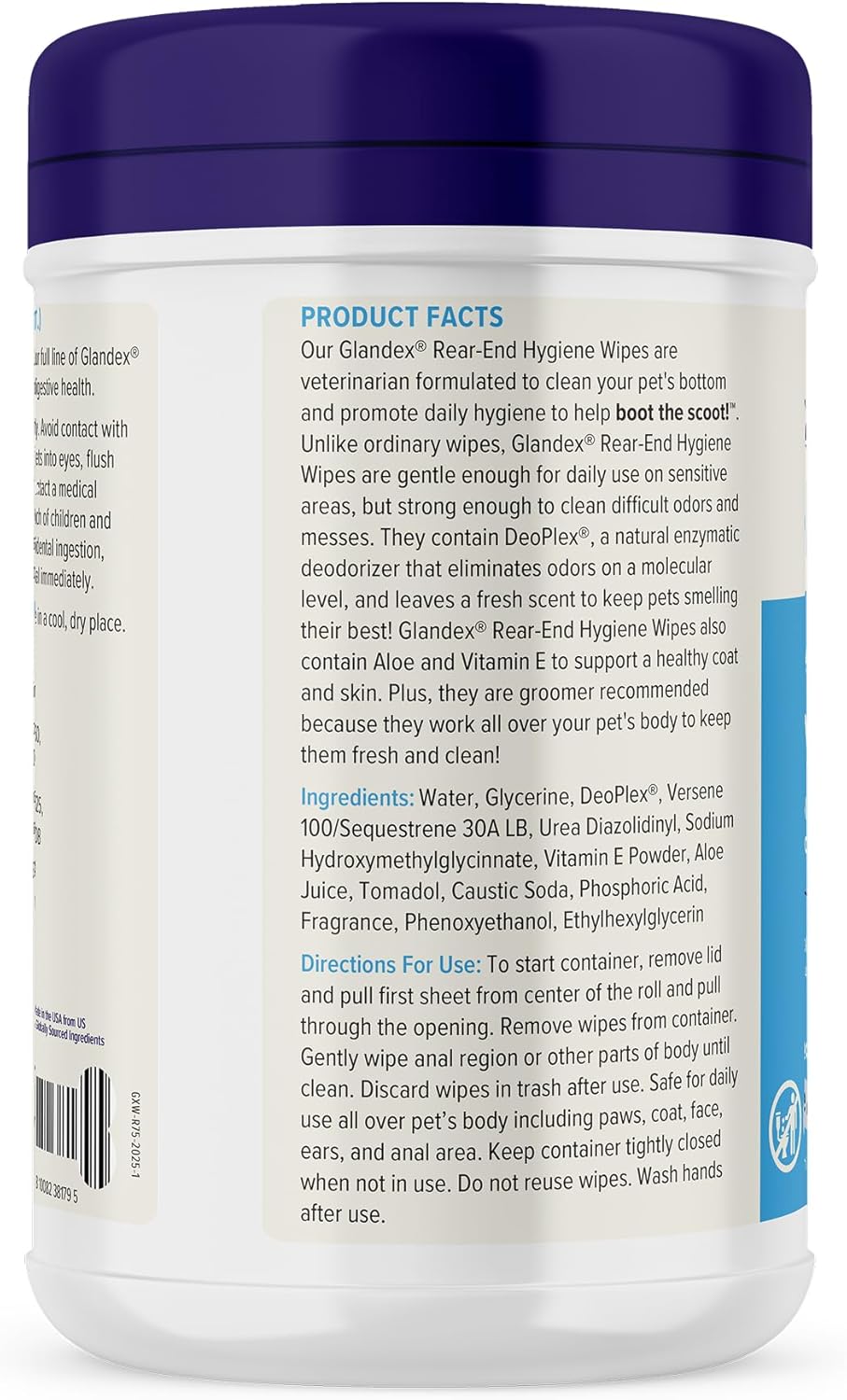 Vetnique Glandex Dog Wipes for Pets Cleansing & Deodorizing Anal Gland Hygienic Dog & Cat Wipes with Vitamin E, Skin Conditioners and Aloe (75ct) - Image 3