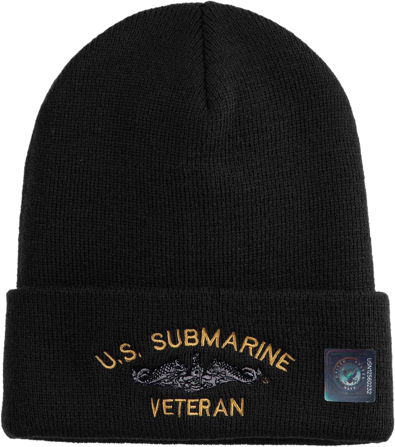 US Submarine Veteran Military Embroidered 12 inch Cuffed Knit YP Long Beanie - Image 5