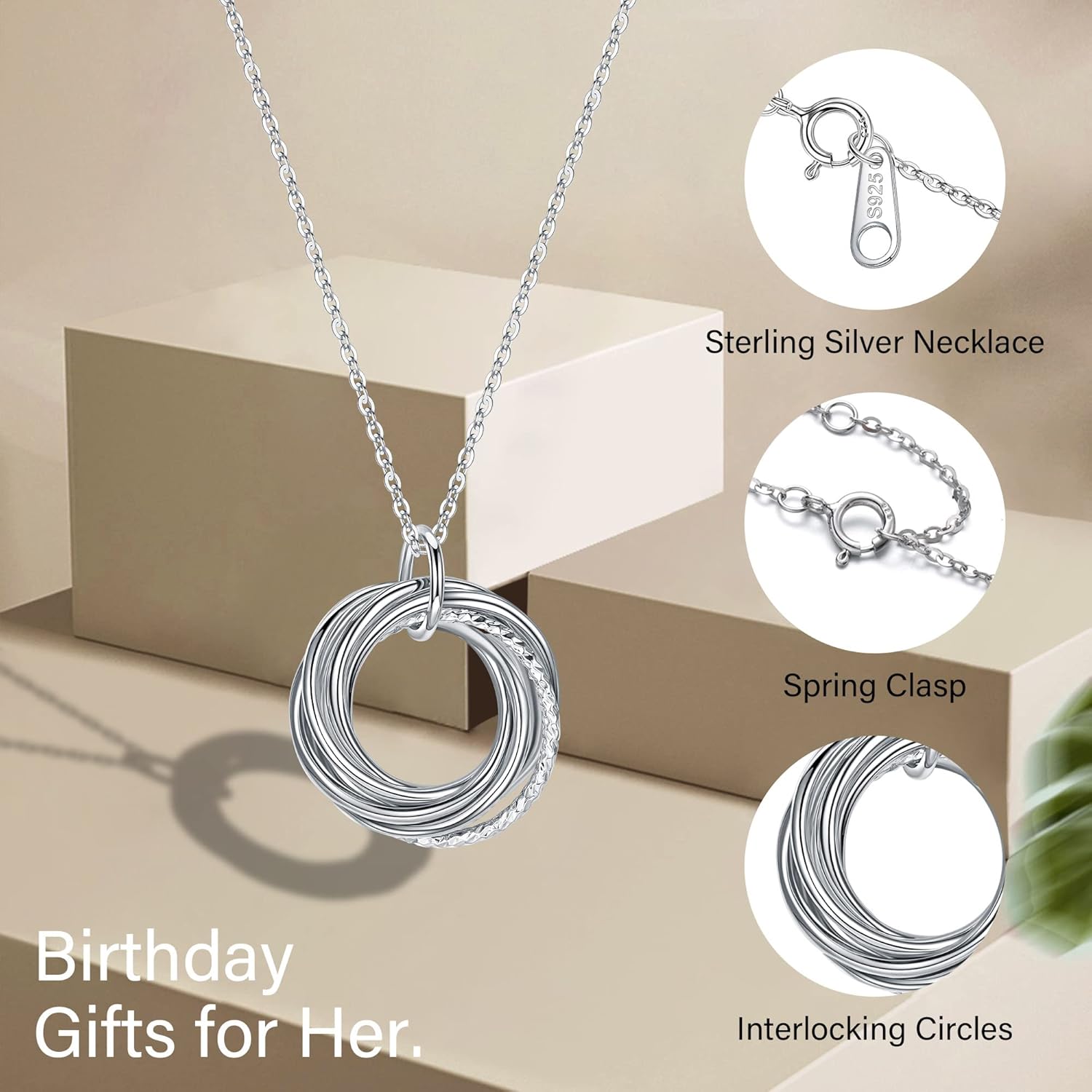 IEFLIFE Birthday Gifts for Women, Sterling Silver Chain Birthday Necklaces, 40th 50th 60th 70th 80th 90th Birthday Necklace, 40 50 60 70 80 90 Years Old Birthday Gifts, 4 5 6 7 8 9 Decade Birthday Jewelry for Women - Image 7