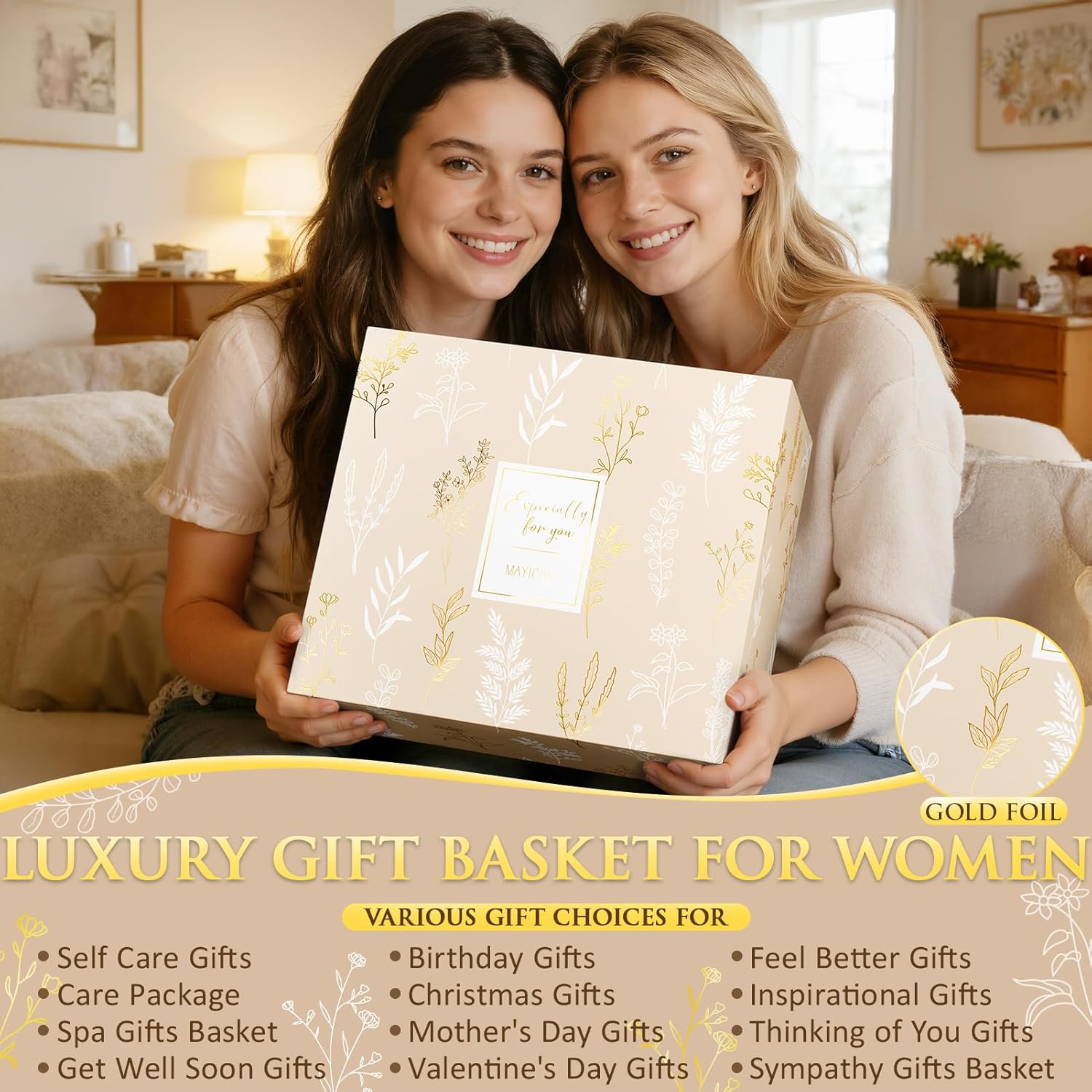 Birthday Gifts for Women Self Care Package Get Well Soon Gift Baskets, Thinking of You Sympathy Spa Gift Set w/ Crochet Flower Bouquet, Unique Mothers Day Easter Gifts Basket for Women Mom Sister Wife - Image 3
