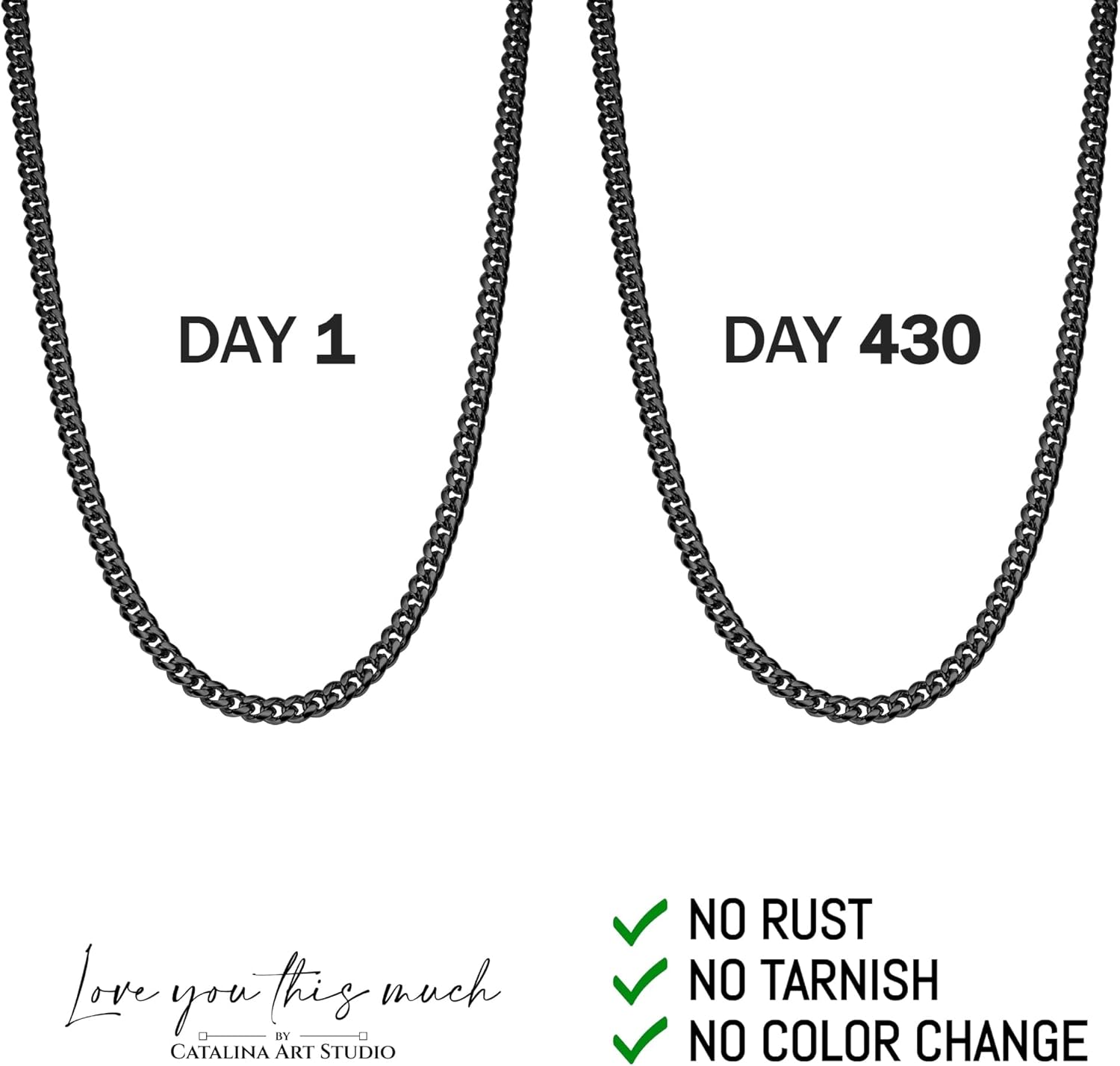 Love You This Much Promise Cuban Chain Necklace for Him, 7mm Thick, Sentimental Gift for Him, BF Gift for Birthday, Gift Ideas for Boyfriend - Image 4