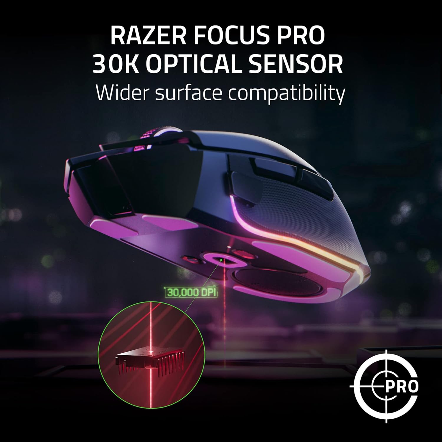 Razer Basilisk V3 Pro Wireless Gaming Mouse: HyperScroll Tilt Wheel - 30K DPI Optical Sensor - Gen-3 Optical Switches - 13-Zone Chroma RGB - 13 Programmable Controls - 3 Connection Modes - Black - Image 5