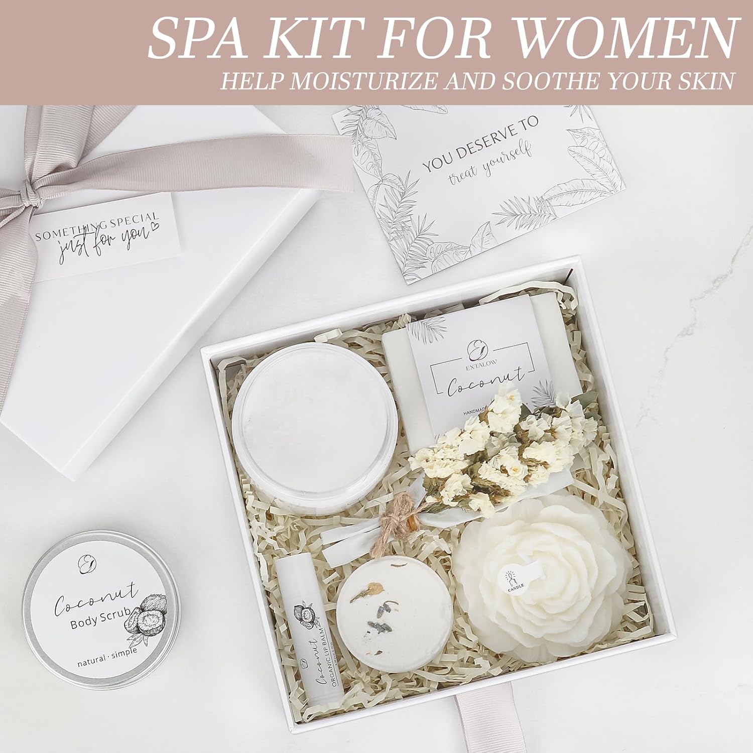 Spa Gifts for Women Bath and Body Gift Basket Mothers Day Gifts Coconut Lavender Home Spa Set Self Care Gift for Mom Sister Her Wife Birthday Gifts Spa Kit Care Package Thank You Gift - Image 2