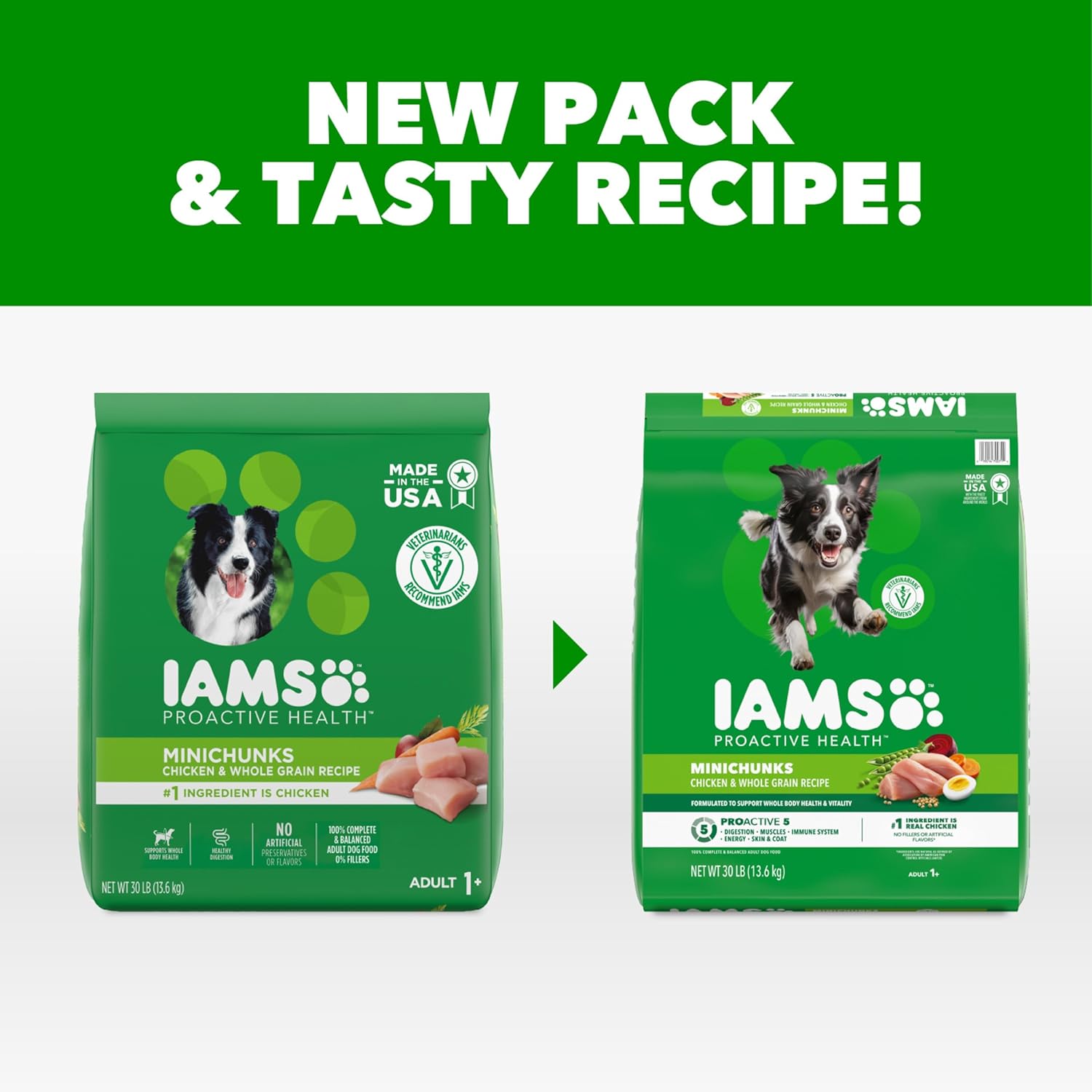 IAMS Proactive Health Adult Minichunks Premium Dry Dog Food, Adult Dog Food Dry Recipe, 30 lb. Bag - Image 2