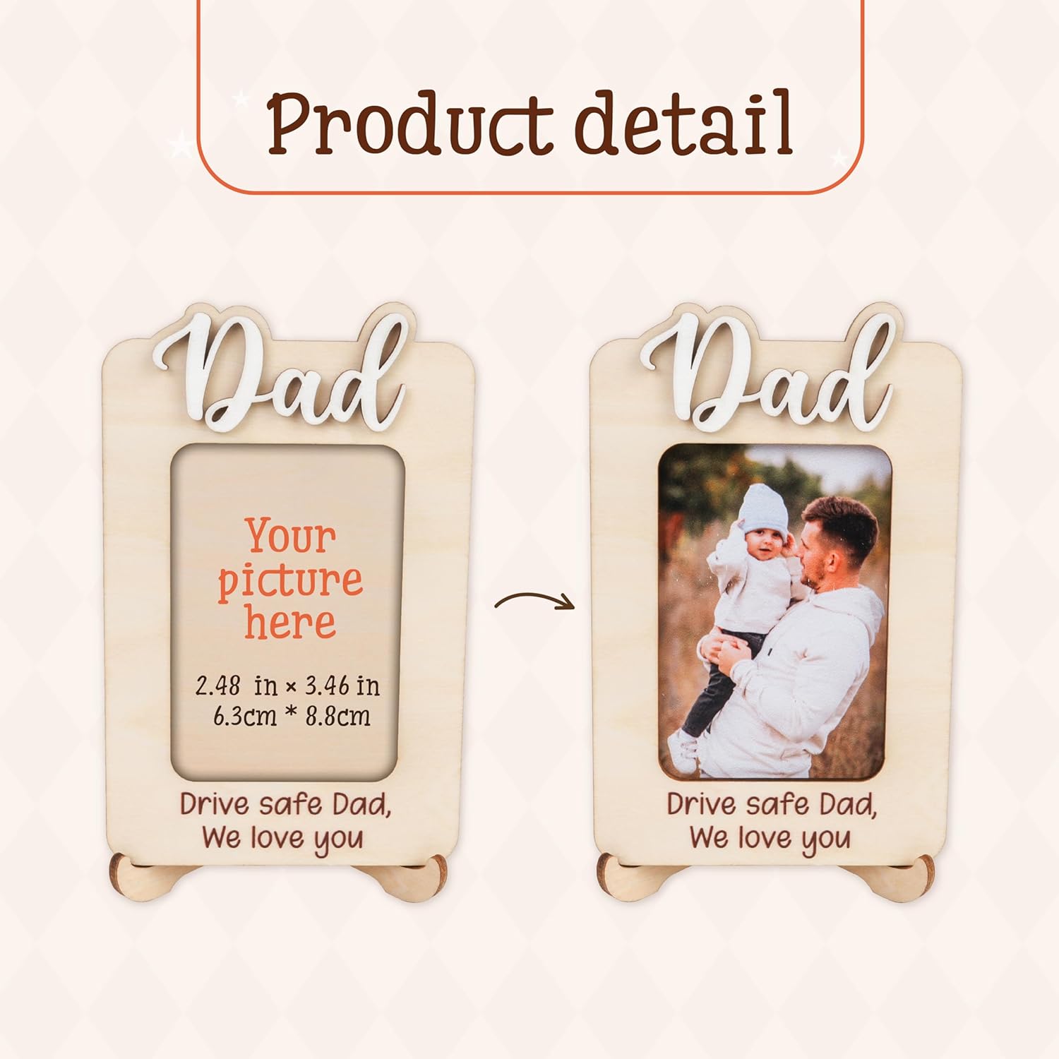 Drive Safe Daddy Car Visor Picture Frame, Happy Father's Day 2025 Visor Clip, Car Picture Holder, Drive Safe Car Visor Clip, Gift For Him, Car Visor Accessories, Car Accessory - Image 2