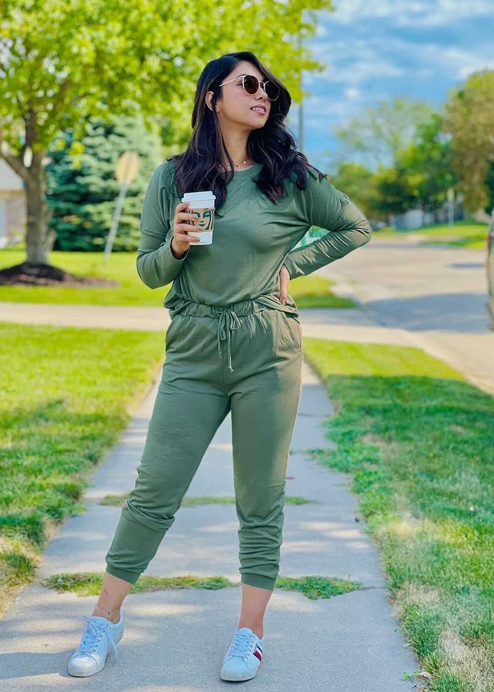 PRETTYGARDEN Women Fall 2 Piece Lounge Outfit Long Sleeve Tops High Waisted Jogger Pants Set Spring Travel Clothes Tracksuit - Image 4