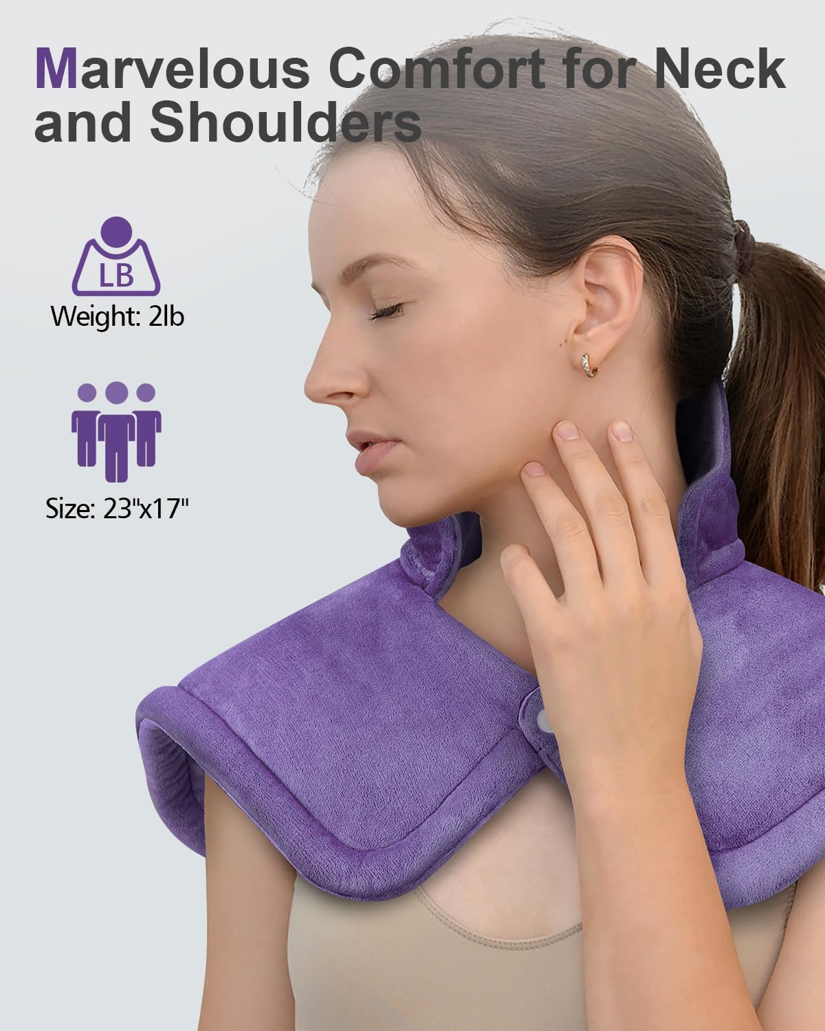 Heating Pad for Neck Shoulders Back, Weighted Heated Neck Wrap & Shoulder Heating Pad for Mom, Versatile Heat Pad for Full-Body Relax, Anniversary | Birthday Gifts for Women Her Wife Grandma, Purple - Image 7