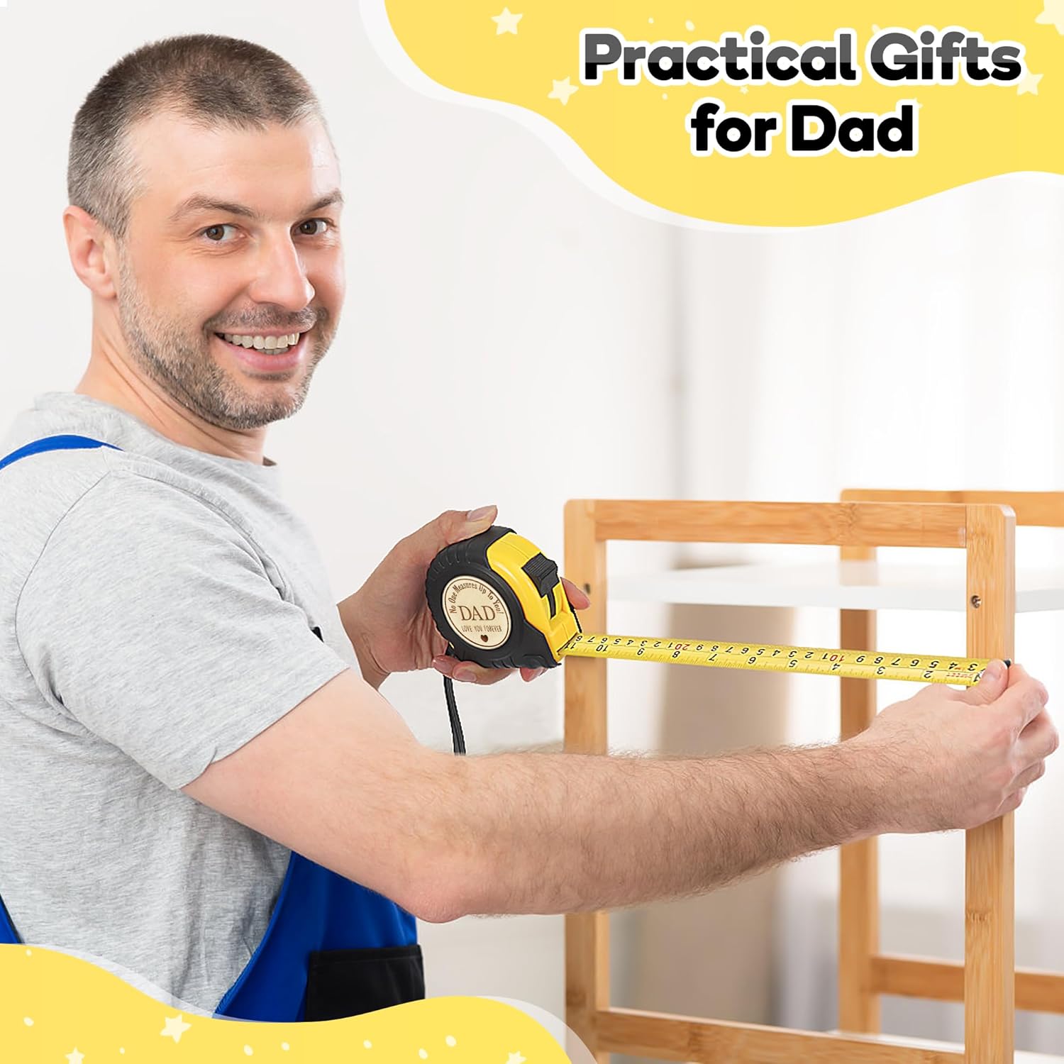 Fathers Day Birthday Gifts for Dad, Dad Gifts from Son Daughter, Gift for Best New Daddy Father in Law Presents Useful Stuff, Tool Woodworker Carpenter Gift, Engraved Tape Measure 25 FT - Image 6