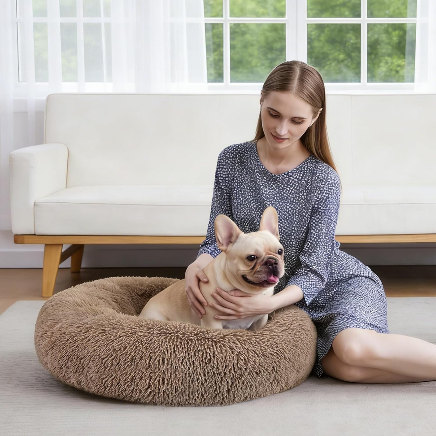 MIXJOY Orthopedic Dog Bed Comfortable Donut Cuddler Round Pet Beds Ultra Soft Washable Dog and Cat Cushion (20''/23''/30'') (23'', Brown) - Image 8