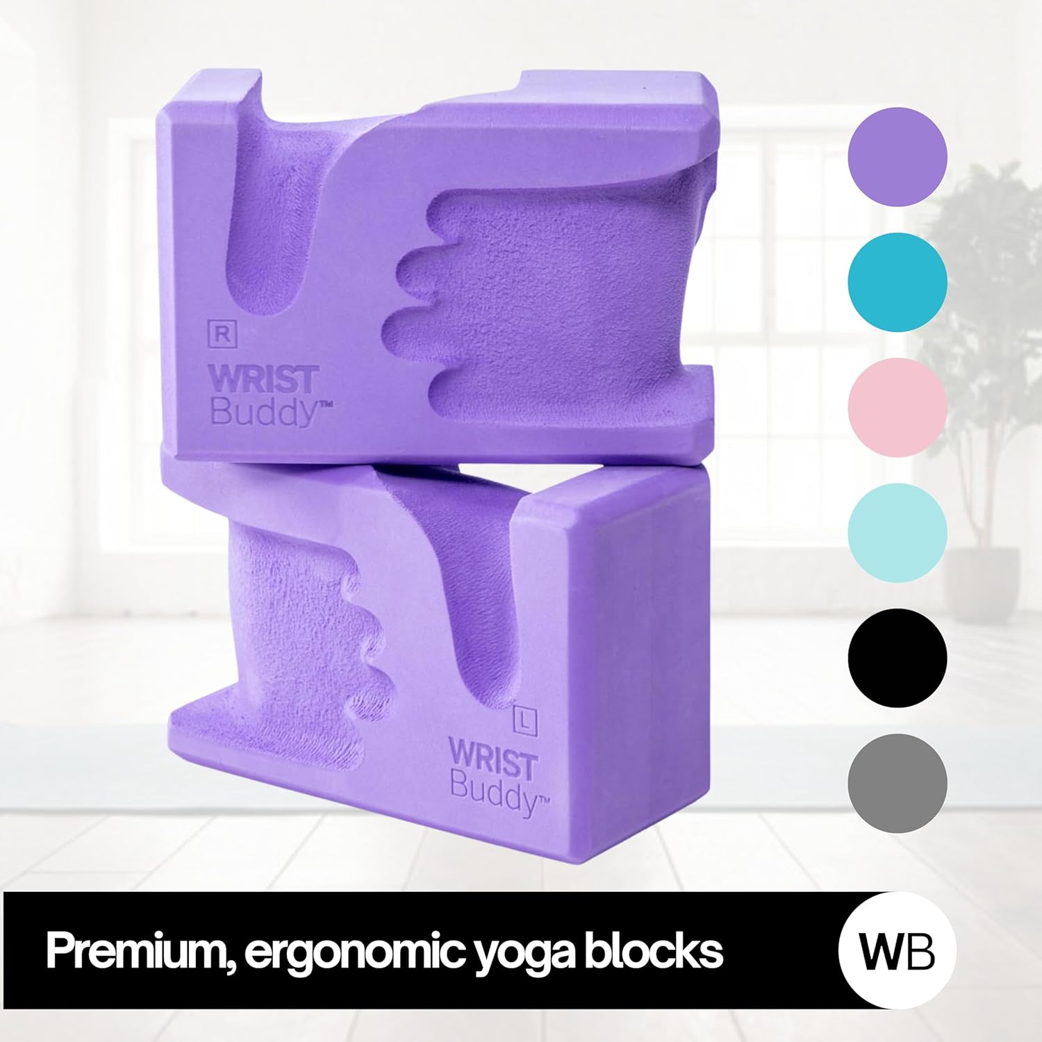WRISTBuddy® Yoga Blocks 2-Pack (Left + Right) — Ergonomic, Hand-Shaped EVA Blocks for Wrist Relief & Better Grip | Doctor-Designed Support for Yoga, Pilates, Handstands, Push-Ups & Rehab - Image 2