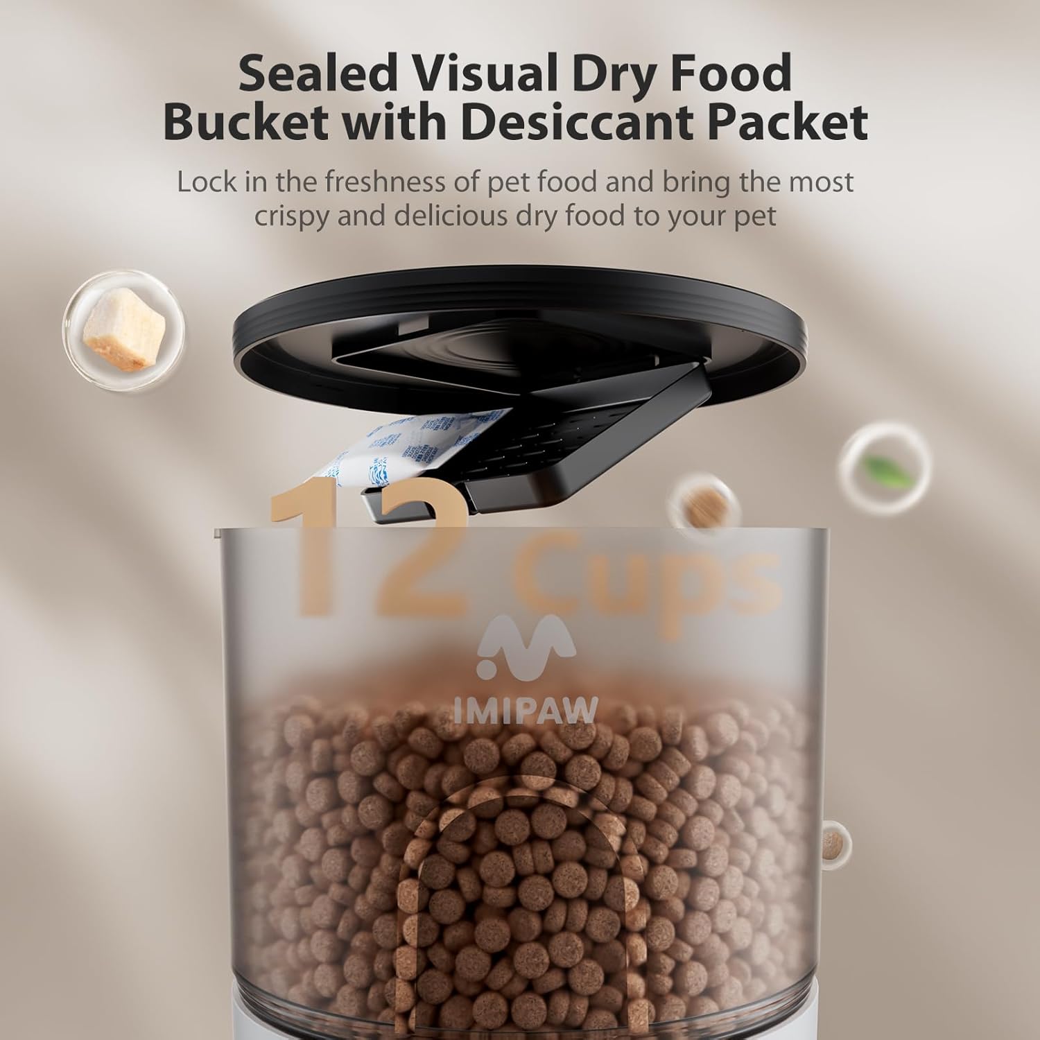 IMIPAW Automatic Cat Feeders, 3L Timed Cat Dry Food Dispenser with Desiccant Bags, Dual Power Supply, Programmable Portion Size, 6 Meals, 20 Portions Per Day, Auto Pet Feeder for Cats and Small Dogs - Image 5