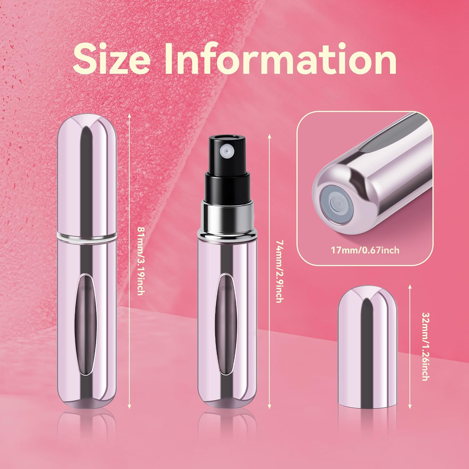 Refillable Perfume Portable Atomizer Bottle Refillable Perfume Spray, Travel Perfume (5ml, 4 Pack) (Silver, Pink, Gold, Black) - Image 2