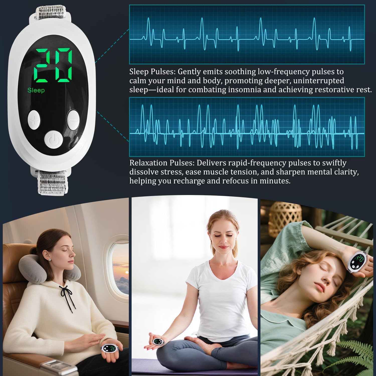 Handheld Sleep Aid Device, Sleep Assisted Low-Frequency Pulse Generator, Relief Anxiety Help Sleep, USB Rechargeable - Image 5