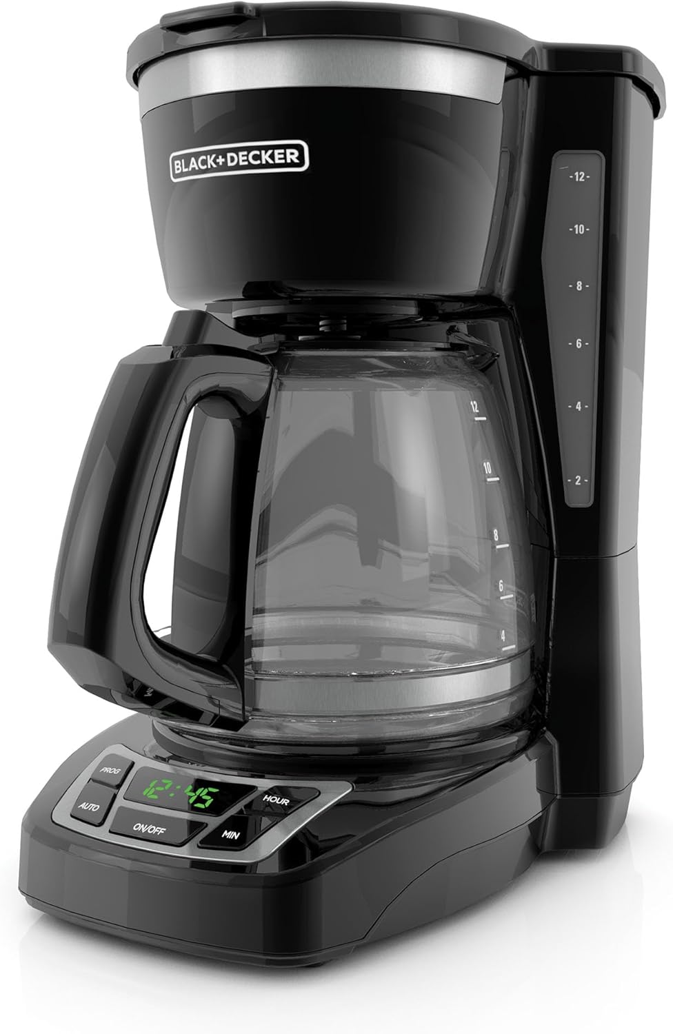BLACK+DECKER 12-Cup Digital Coffee Maker, Programmable, Washable Basket Filter, Sneak-A-Cup, Auto Brew, Water Window, Keep Hot Plate, Black - Image 4