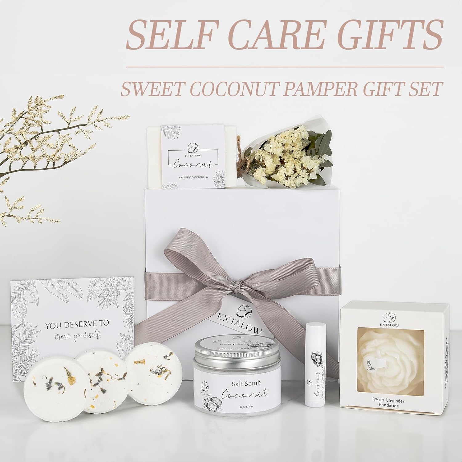 Spa Gifts for Women Bath and Body Gift Basket Mothers Day Gifts Coconut Lavender Home Spa Set Self Care Gift for Mom Sister Her Wife Birthday Gifts Spa Kit Care Package Thank You Gift - Image 8