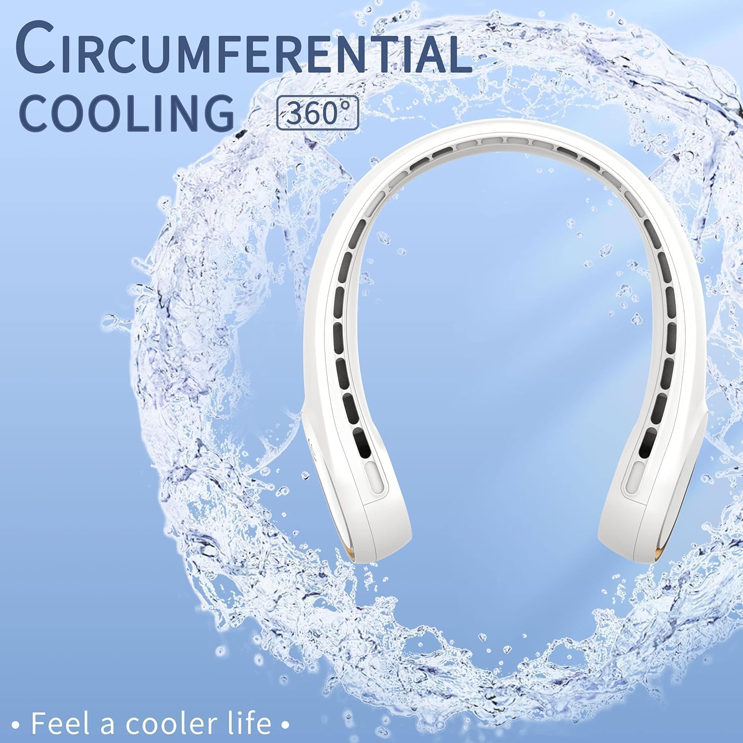 FrSara Neck Fan, Portable Personal Fan Strong Wind, 5200mAh, Air Volume,360° Cooling, No Hair Twisting, Air Volume On 2 Sides, Non-Slip, Quick Charge, Long Use Time, Birthday Gift for Women, Dad, Men - Image 2