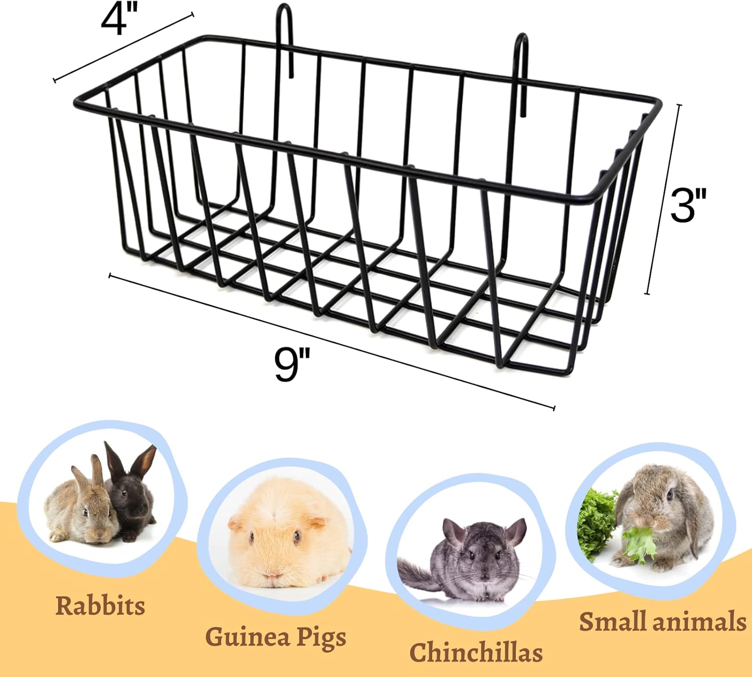 Rabbit Hay Feeder - 2Pcs Metal Rack Hay Holder for Guinea Pig Small Animals Grass Rack for Bunny Chinchilla Cage Reduce Mess 9x4x3 Inch - Image 2