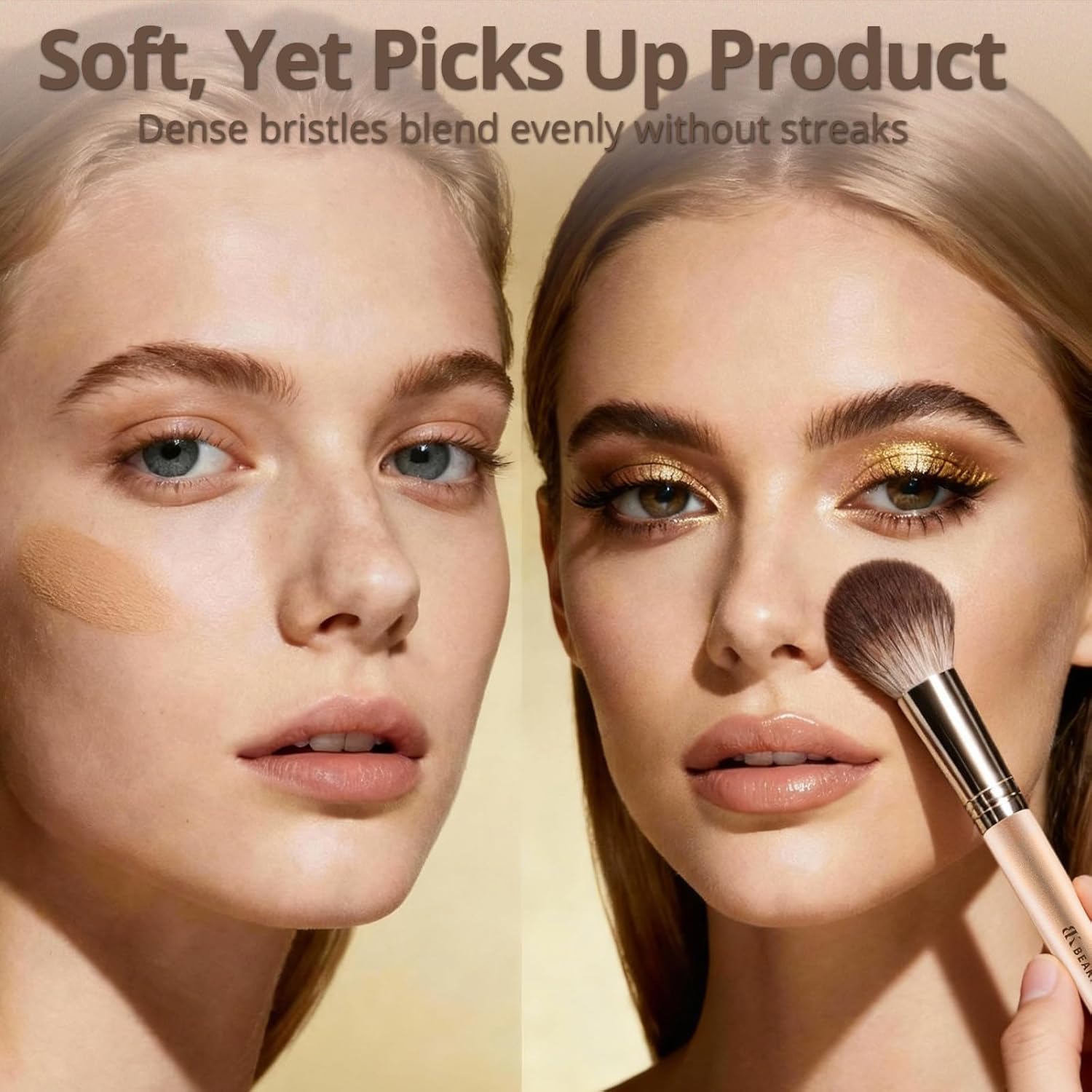 BEAKEY 12pcs Vegan Makeup Brush Set Soft high-density Taklon fibers,durable birch handles,zero shedding,easy to clean,perfect for creating any look - Image 6