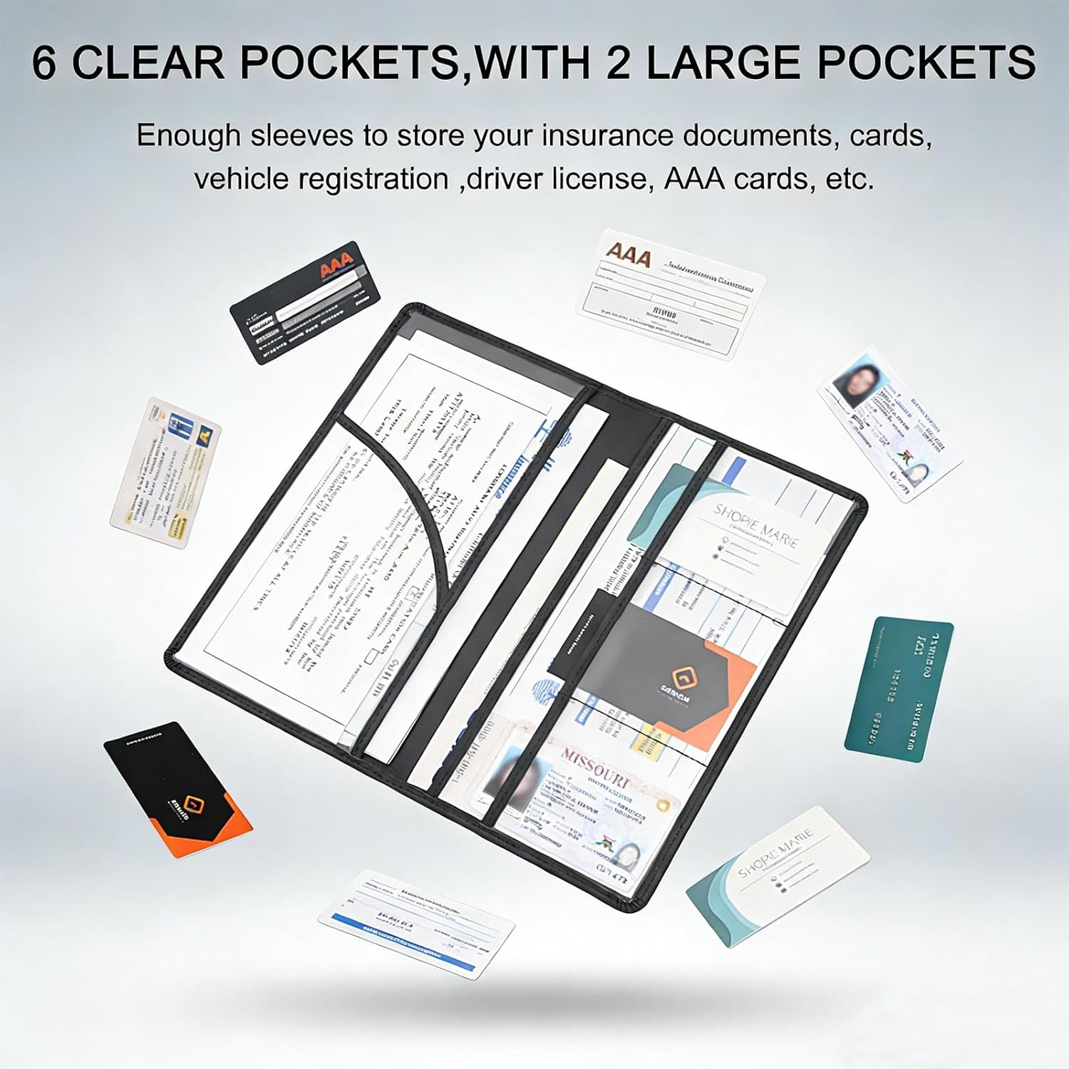 Premium Car Registration & Insurance Card Holder with Magnetic Shut, Vehicle Glove Box Car Organizer - For Documents, Cards, License (Black) - Image 4