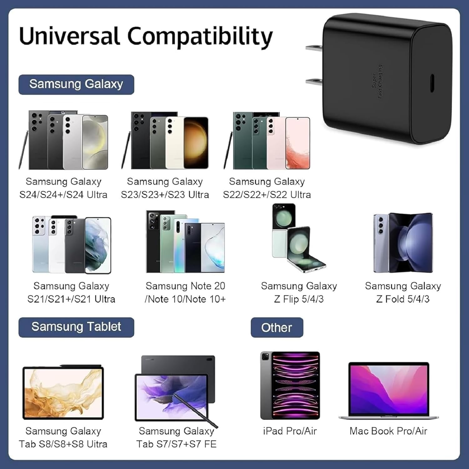 S24 S25 S23 A16 Samsung Charger Super Fast Charging 45W USB C Super Fast Charger with 6FT Type C Charger Cable Cord for Samsung Galaxy S25/S24/S23/S22/Ultra/Plus/FE,Galaxy Tab S9,Z Fold/Z Flip,A55,A15 - Image 2