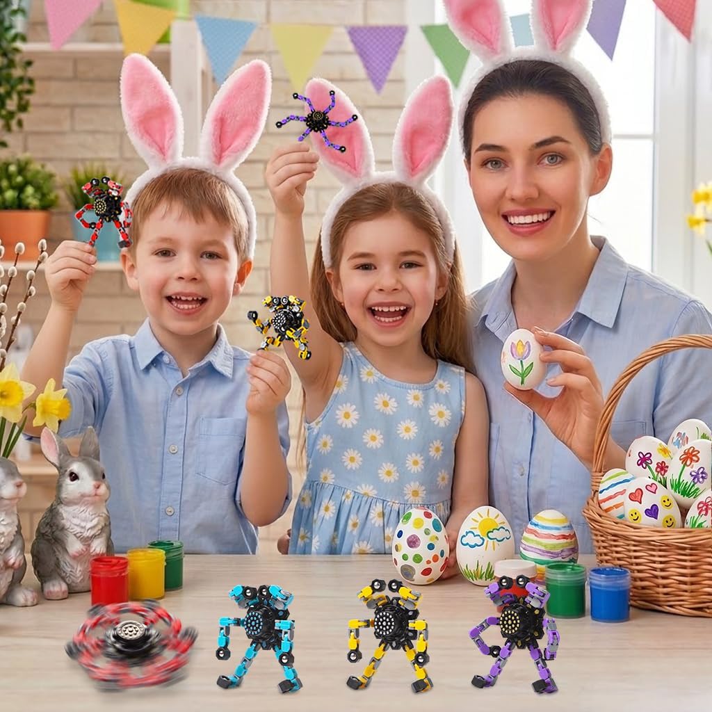 Easter Basket Stuffers,Transformable Fidget Spinners Toys 4 Pcs for Kids and Adults Stress Relief Sensory Toys for Boys and Girls Age 8-13 Fingertip Gyros Easter Party Favors Birthday Gifts for Teens - Image 8