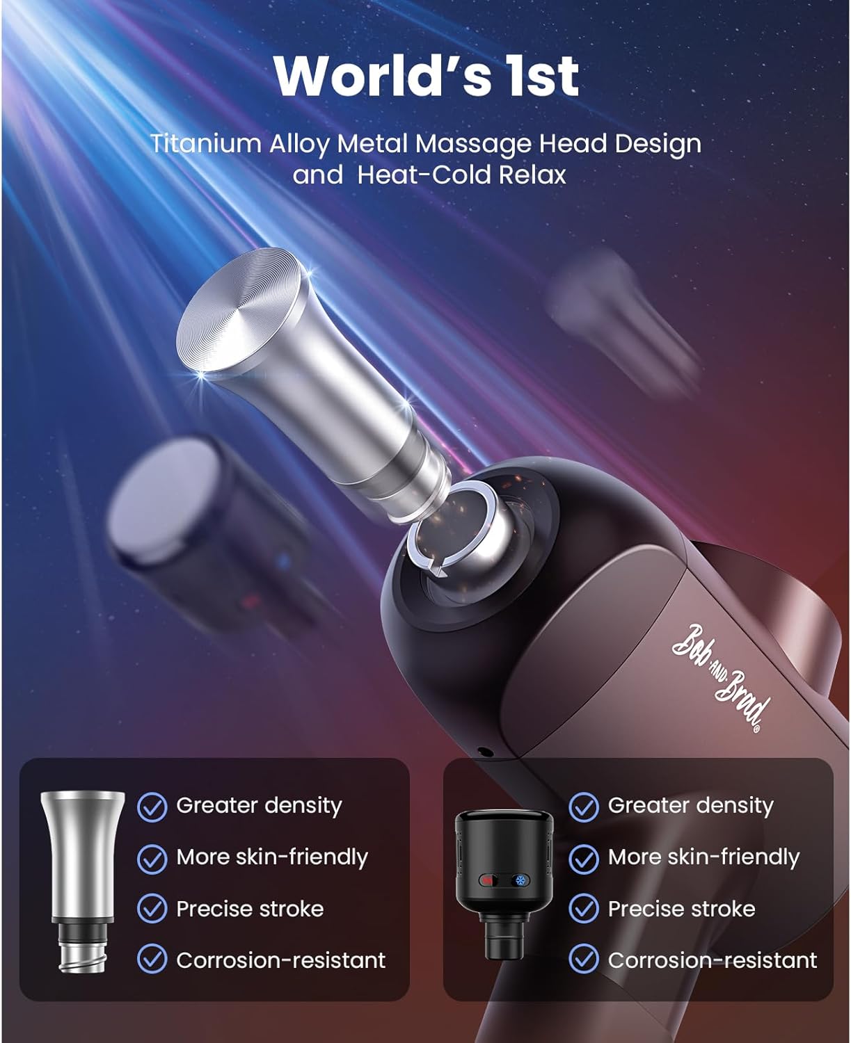 BOB AND BRAD X6 Pro Max Massage Gun with Heat-Cold and Metal Head Therapy, Percussion Deep Tissue Massager Gun for Athletes, Electric Muscle Massage Gun with 6 Replacements - Image 4
