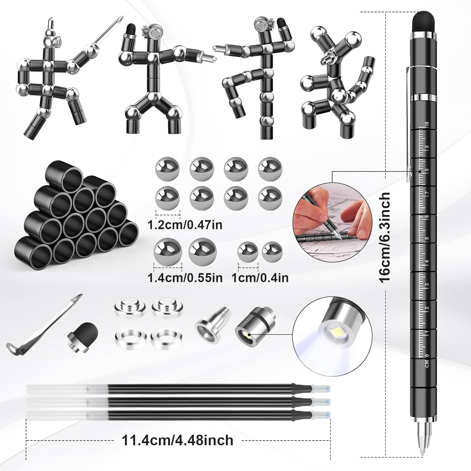 Dusor Gifts for Men Fidget Pen, Easter Basket Stuffers for Teens Multifunction Pen, Anniversary Birthday Easter Gift for Men Dad Him Husband Boyfriend, Easter Basket Pocket Protectors for Son Teens - Image 3