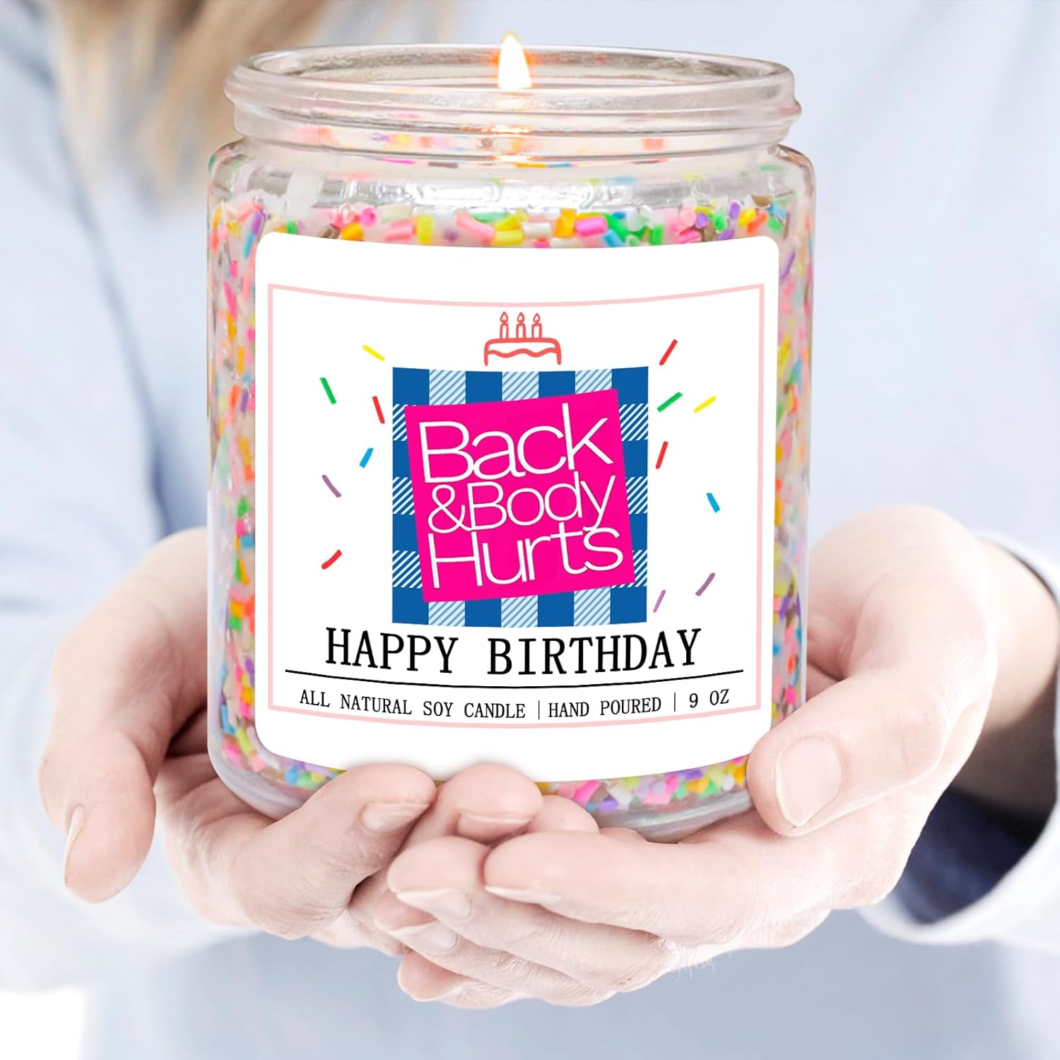 Homsolver Birthday Candles Gifts for Her and Him, Birthday Gifts for Women Men, Unique Best Friend Gift Ideas -Back & Body Hurts Happy Birthday Candle - Image 4