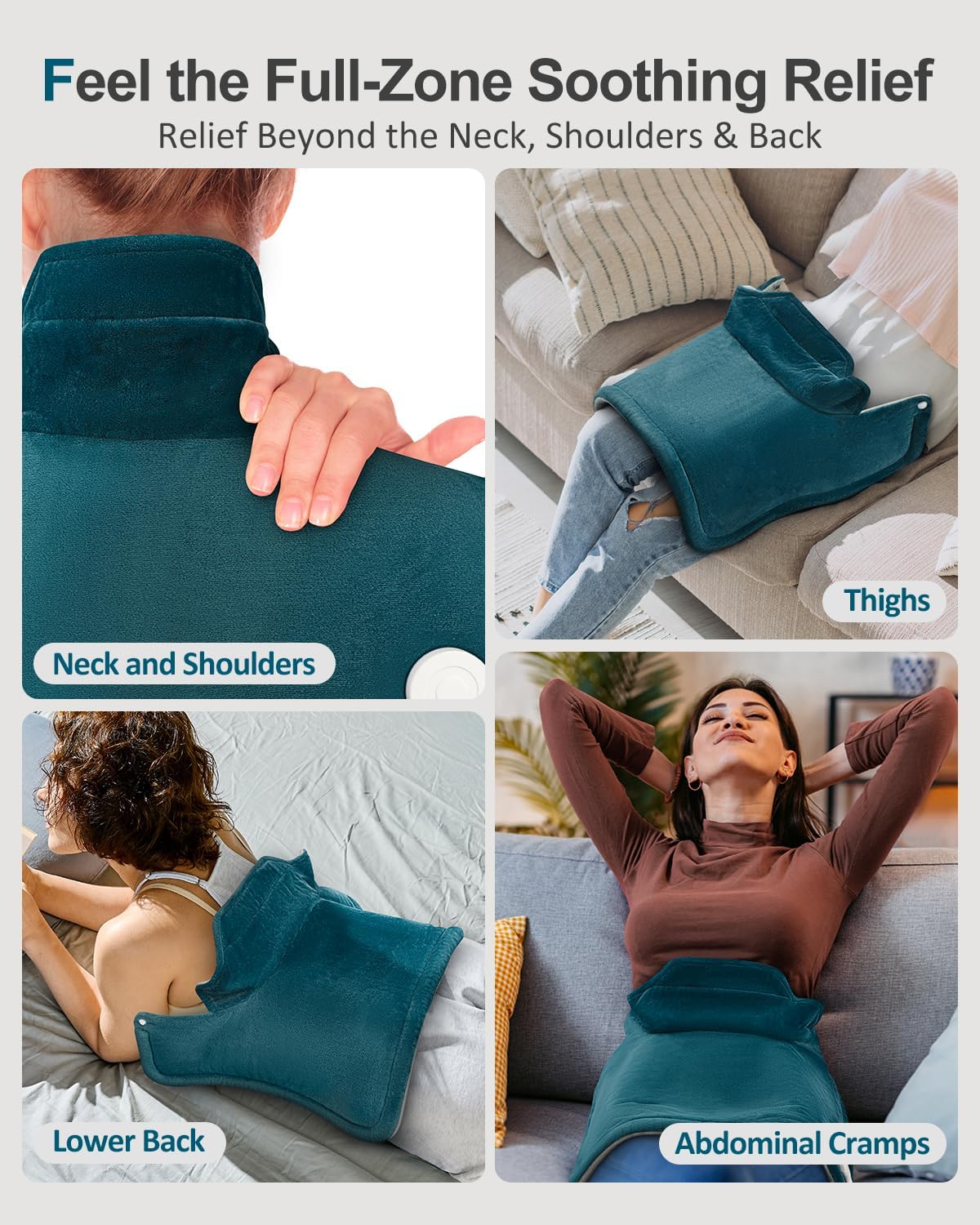 Heating Pad for Neck Shoulders Back, Weighted Heated Neck Wrap & Shoulder Heating Pad for Mom Dad, Versatile Heat Pad for Full-Body Relaxation, Anniversary | Birthday Gifts for Women Men Wife Husband - Image 3