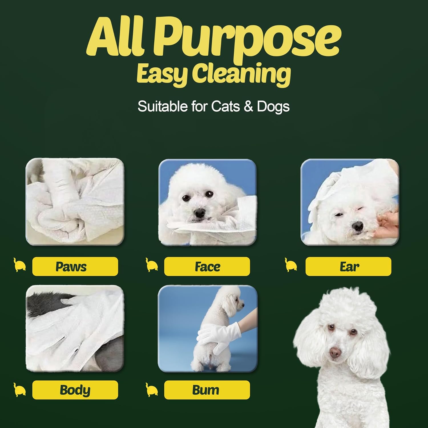Pet Wipes for Dogs and Cats – Hypoallergenic Dog Wipes for Cleaning & Deodorizing Paws and Butt, Grooming & Hydrating Body, Ears and Face, Lavender Scent, 400 Pack - Image 3