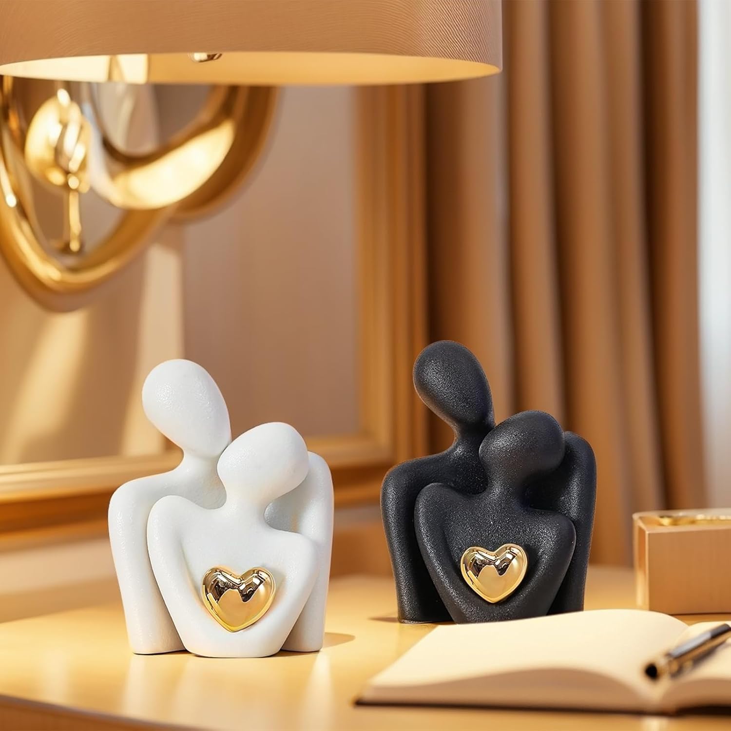 Mini Couple Statue Tv Stand Decor Items for Living Room, Abstract Sculpture Knick Knacks Home Decor Couples Love Office Show Pieces- For Bedroom Romantic Gifts for Valentine Anniversary Birthday - Image 3