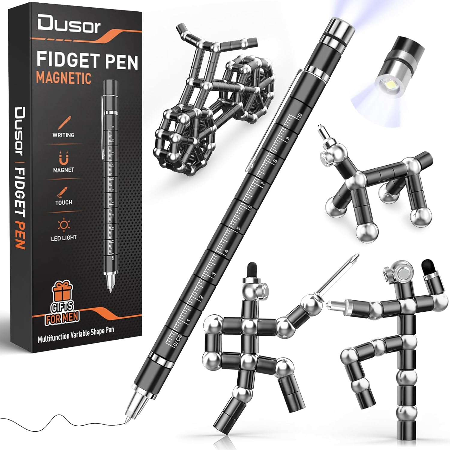 Dusor Gifts for Men Fidget Pen, Easter Basket Stuffers for Teens Multifunction Pen, Anniversary Birthday Easter Gift for Men Dad Him Husband Boyfriend, Easter Basket Pocket Protectors for Son Teens