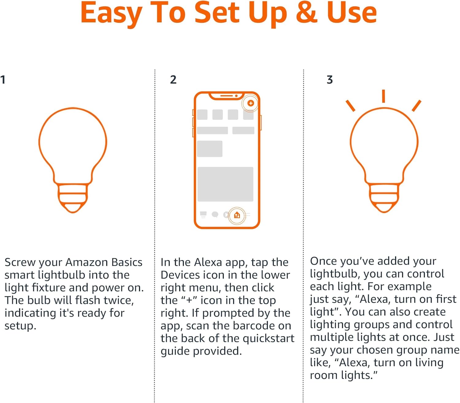 Amazon Basics Smart A19 LED Light Bulb, Color Changing, 9W (60W Equivalent), 800LM, Works with Alexa Only, WiFi 2.4 GHz, No Hub Required, Mood Lighting, Energy Efficient, 1-Pack - Image 5