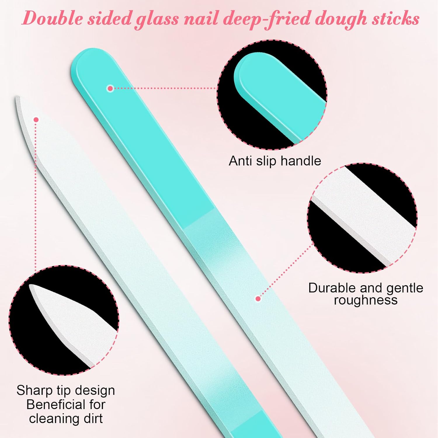 NICEMOVIC 6 Pack Glass Nail File for Natural Nails, Stocking Stuffers for Teen Girls Women Adults, Eater Valentines Birthday Christmas Gifts for Teens Girl Grandkids Mom Wife Her, Nail File and Buffer - Image 5
