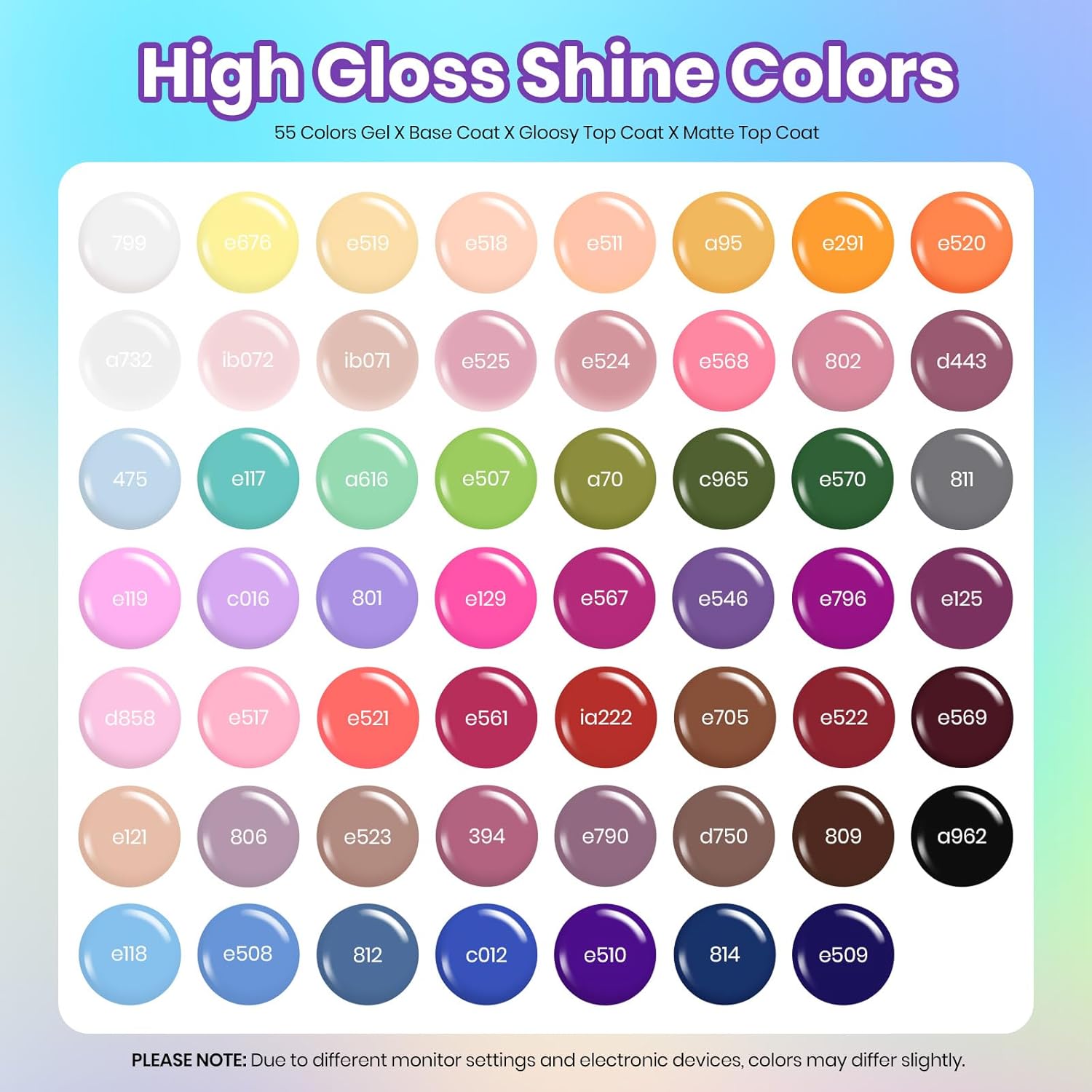 Beetles Spring Gel Nail Polish Set - Vibrarnt Holiday 55 Colors Gel Polish Kit with 5 Pcs Base Glossy Matte Top Coat UV LED Soak off Nail Polish Red Brown Pink Green Blue Easter Gifts for Women - Image 2