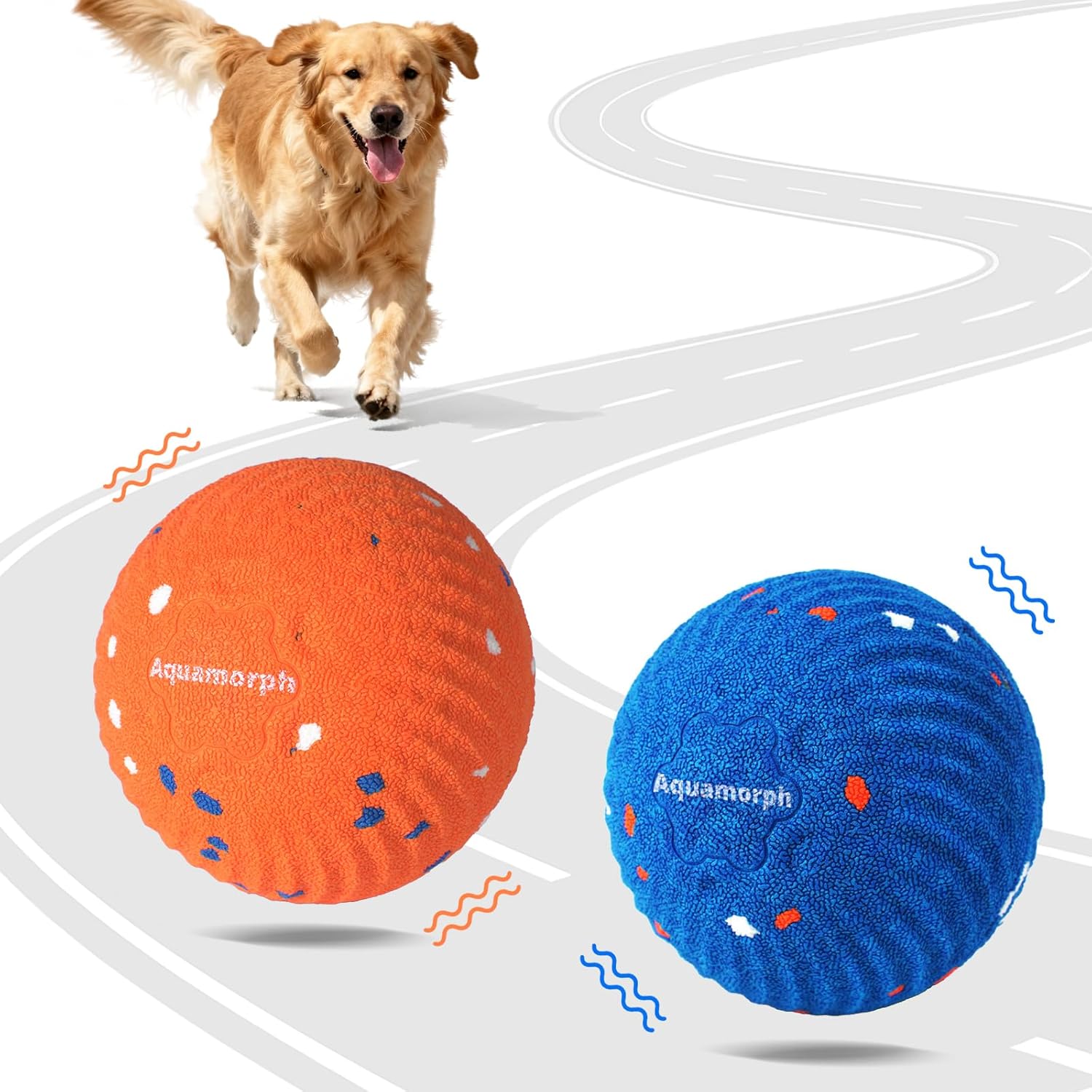2 Pack Interactive Dog Balls - Auto Moving Bouncing Vibrating Washable Dog Toys for Large Medium Dogs, Type-C Rechargeable, Blue and Orange, Ripple Pattern - Image 8