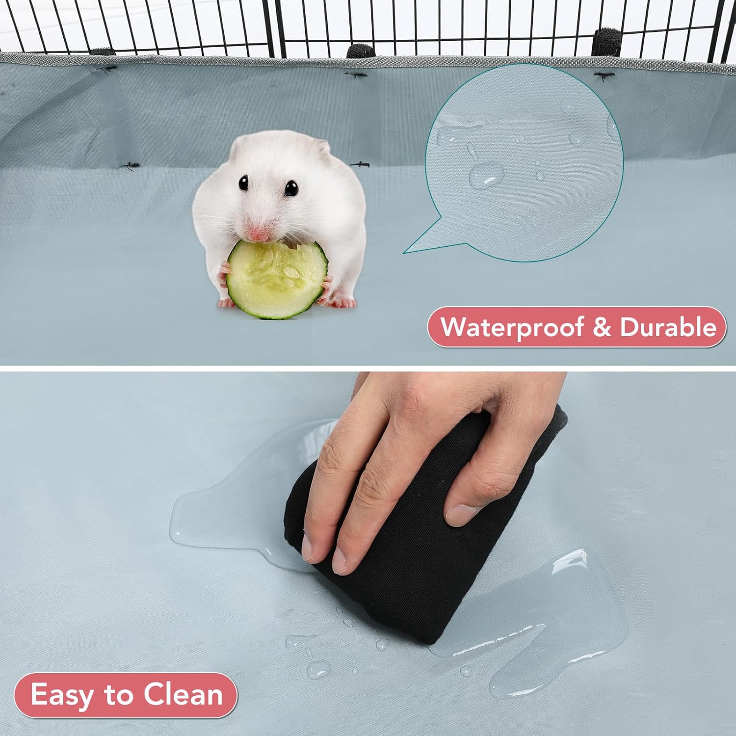 12 Panels Small Animal Playpen, 48" x 24" x 16" Pet Playpen with Waterproof Mat, C&C Cage for Guinea Pigs, Puppy Play Pen, Bunny Playpen, Indoor Outdoor Portable Metal Wire Yard Fence - Image 5