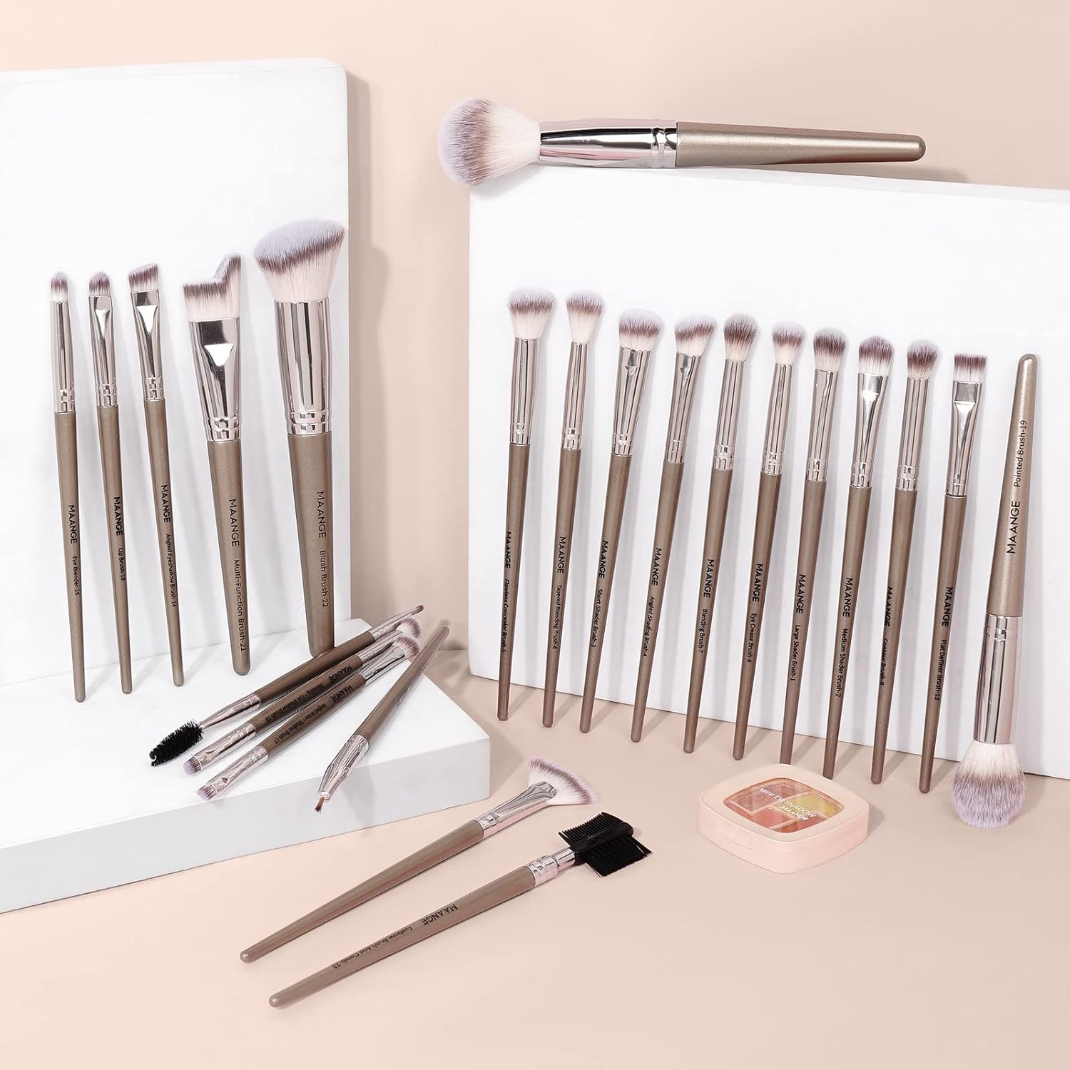 MAANGE Makeup Brush Set 23 Pcs Makeup Brushes Premium Synthetic Make up brushes Professional Face Powder Blush Pointed Eyeshadow Blending Brush Gifts for Women/Girls(Champagne) - Image 5